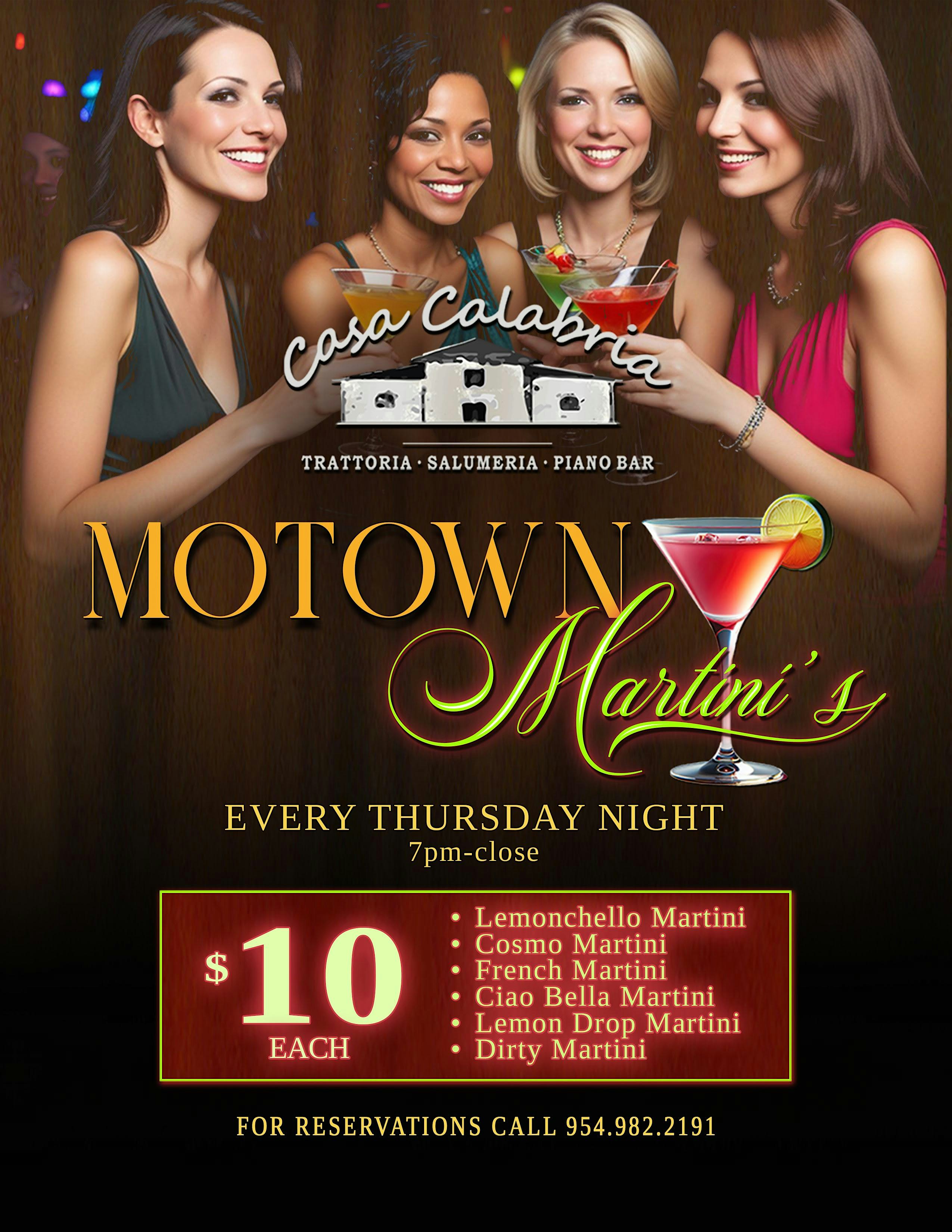 Live Motown Music & $10 Martinis at Casa Calabria (Inside Ocean Manor Beach Resort) – Fort Lauderdale, FL