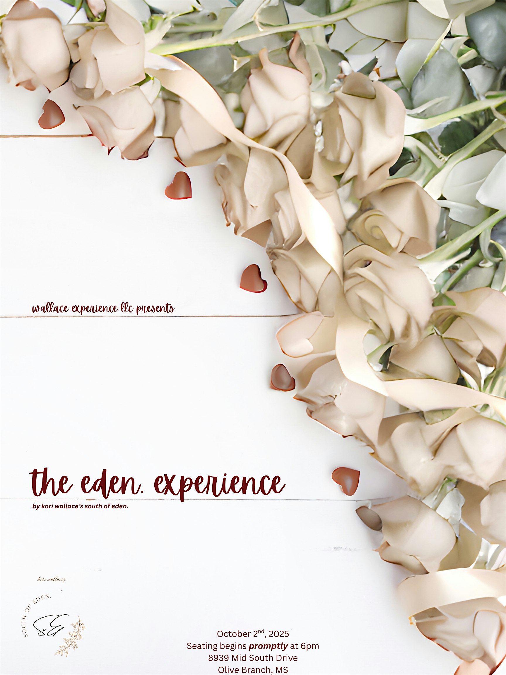 the eden. experience, presented by Kori Wallace’s “south of eden.” at 8939 Midsouth Dr – Olive Branch, MS