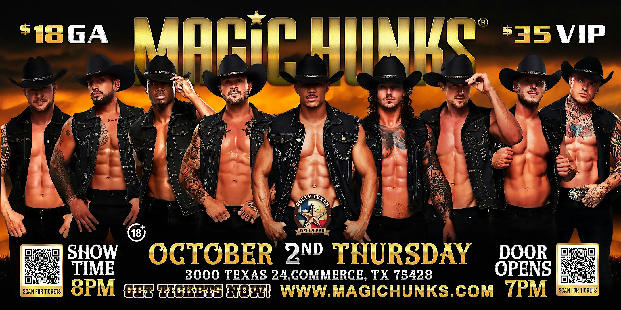 MAGIC HUNKS® Live at Rusty Texan Deli Grill (Commerce, TX) at Rusty Texan Deli Grill – Commerce, TX