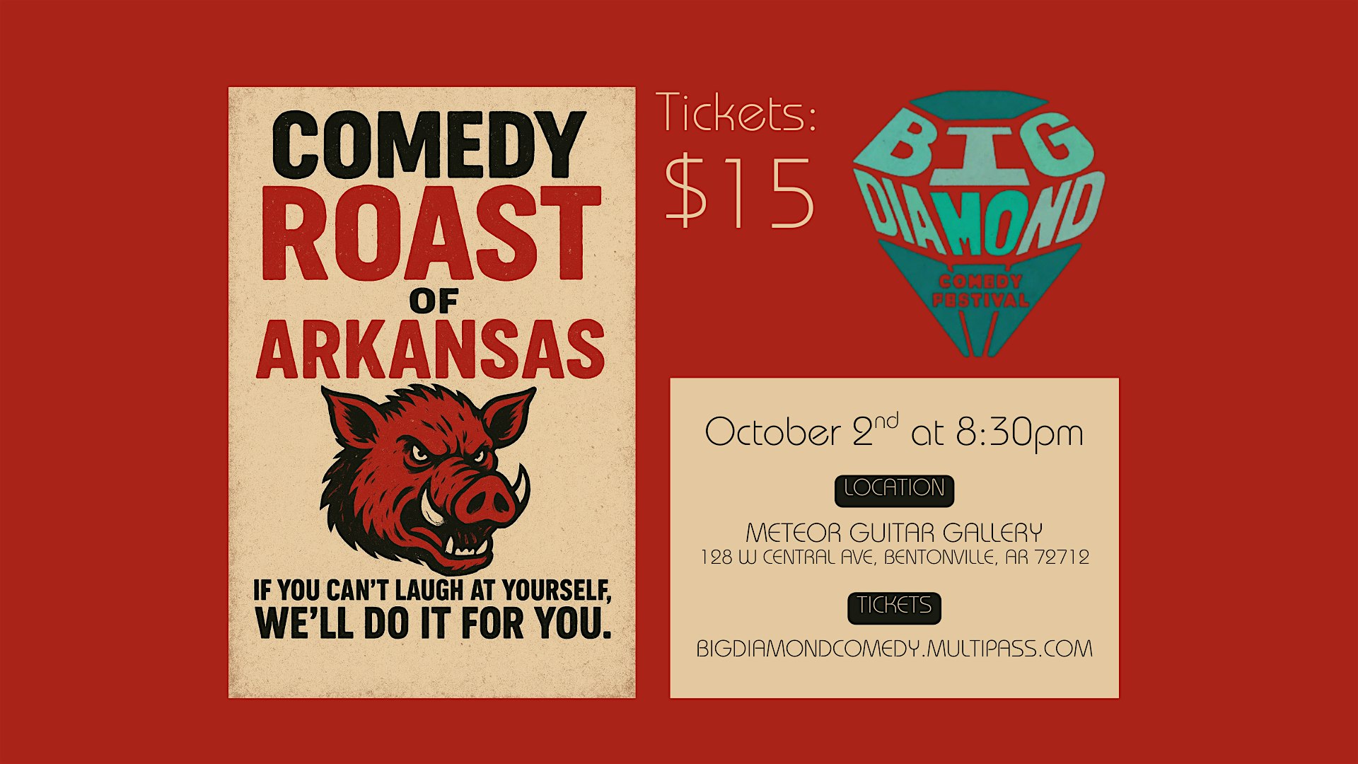 Comedy Night: Roast of Arkansas at Meteor Guitar Gallery – Bentonville, AR