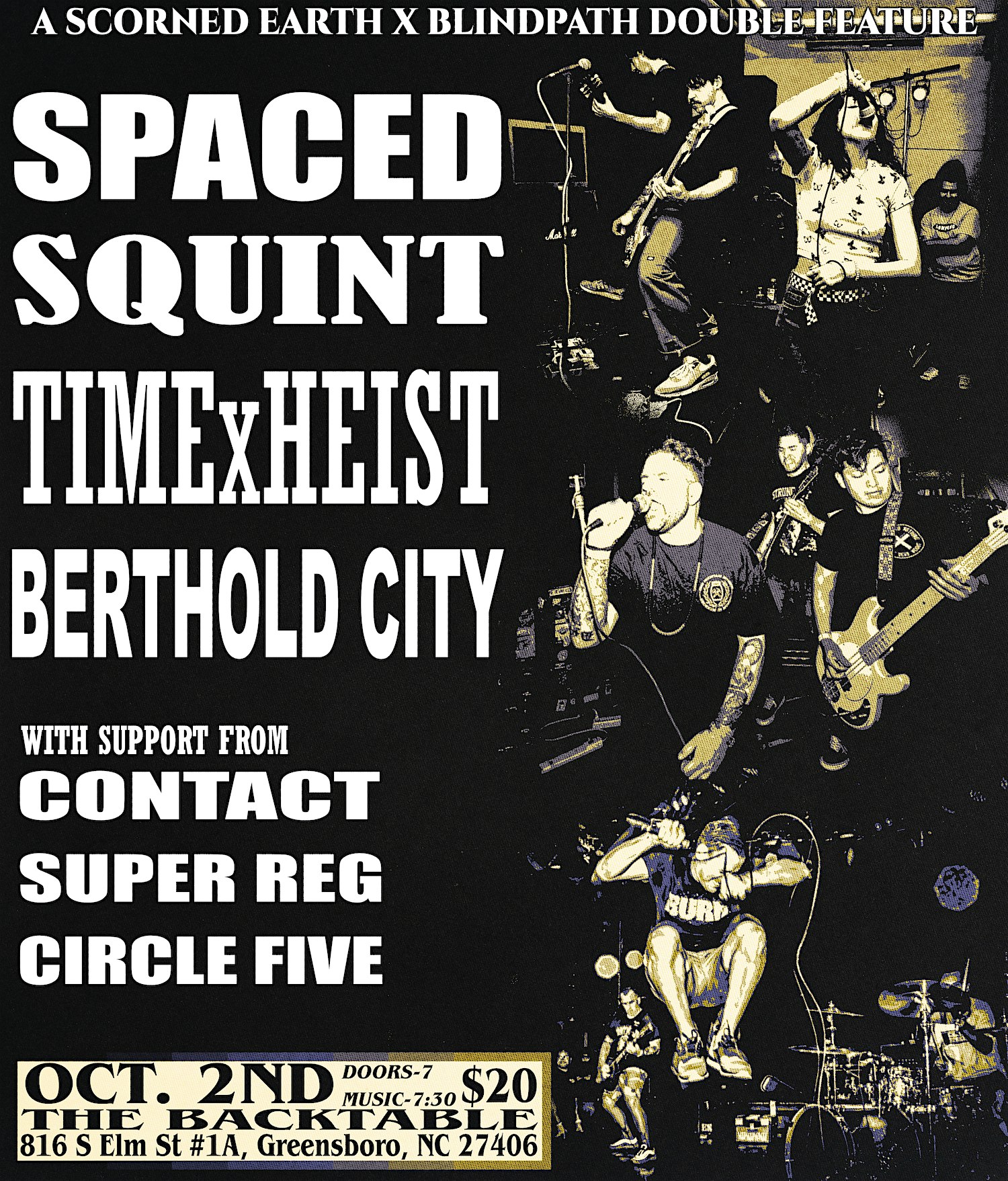 Spaced, Squint, Time X Heist and more! at Back Table – Greensboro, NC