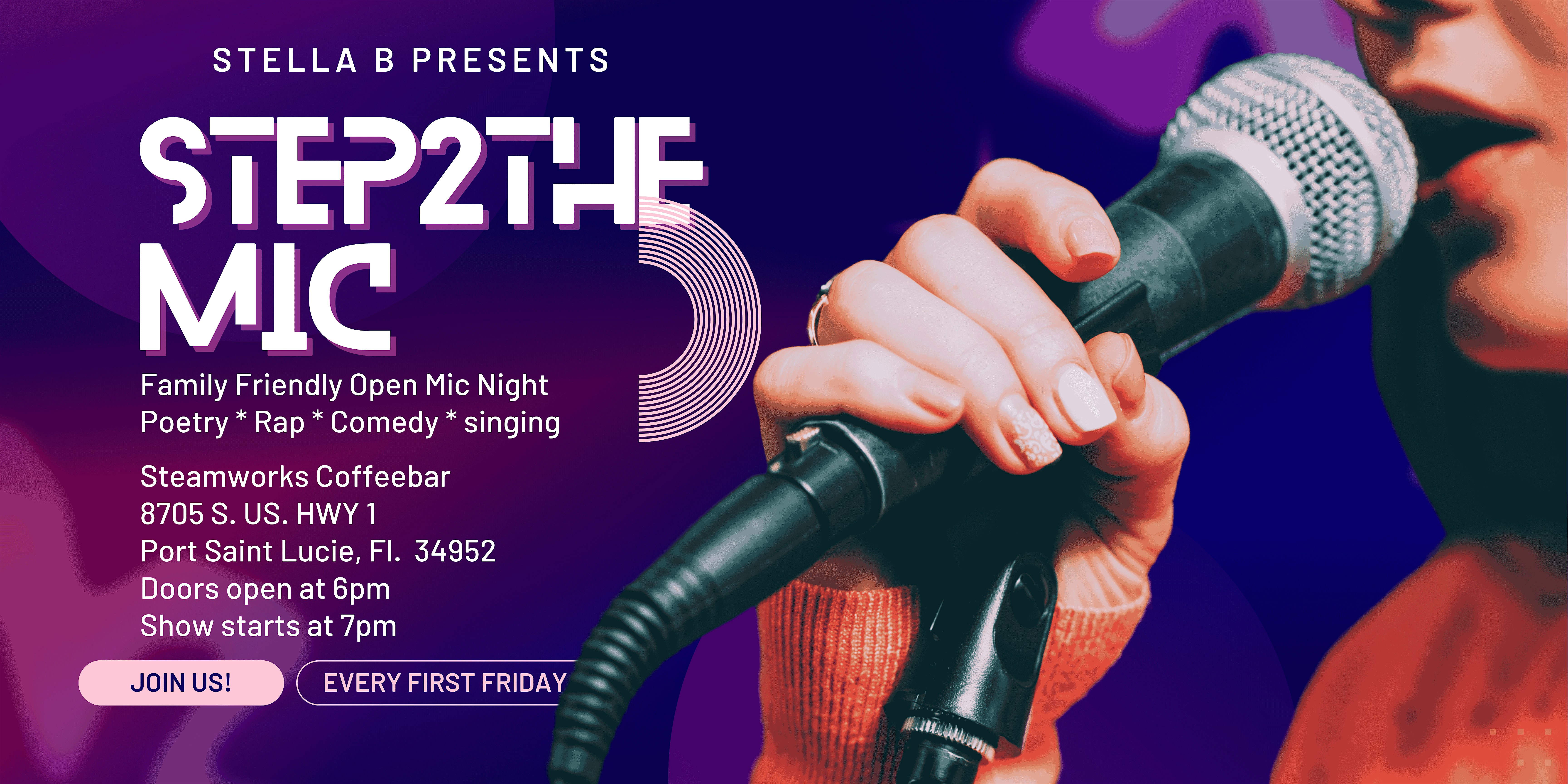 Step 2 The Mic Open Mic Night at Steamworks Coffeebar and Eatery – Port St. Lucie, FL