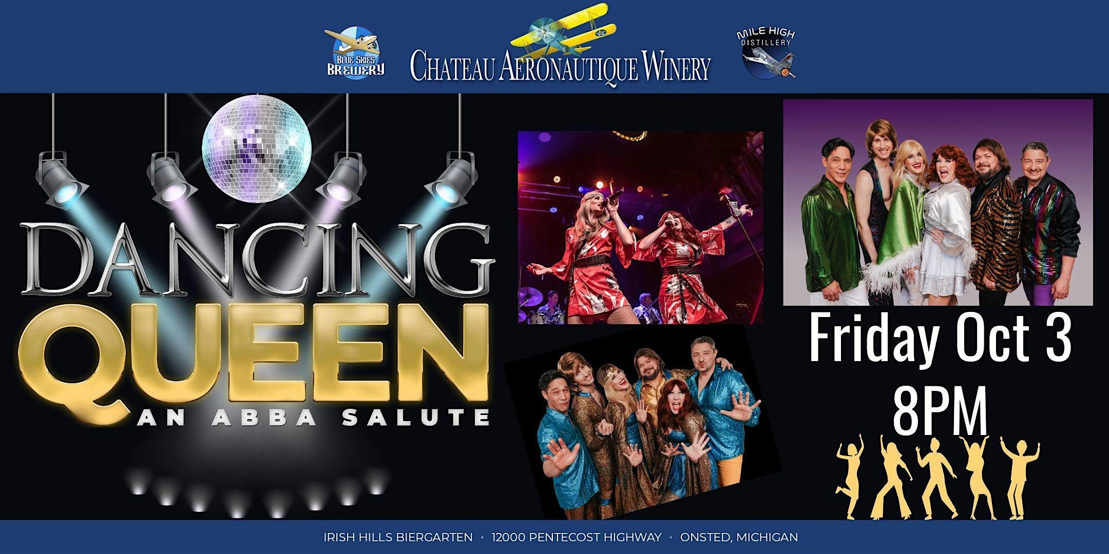 ABBA Tribute by Dancing Queen at Chateau Aeronautique Winery, Blue Skies Brewery & Mile High Distillery – Onsted, MI