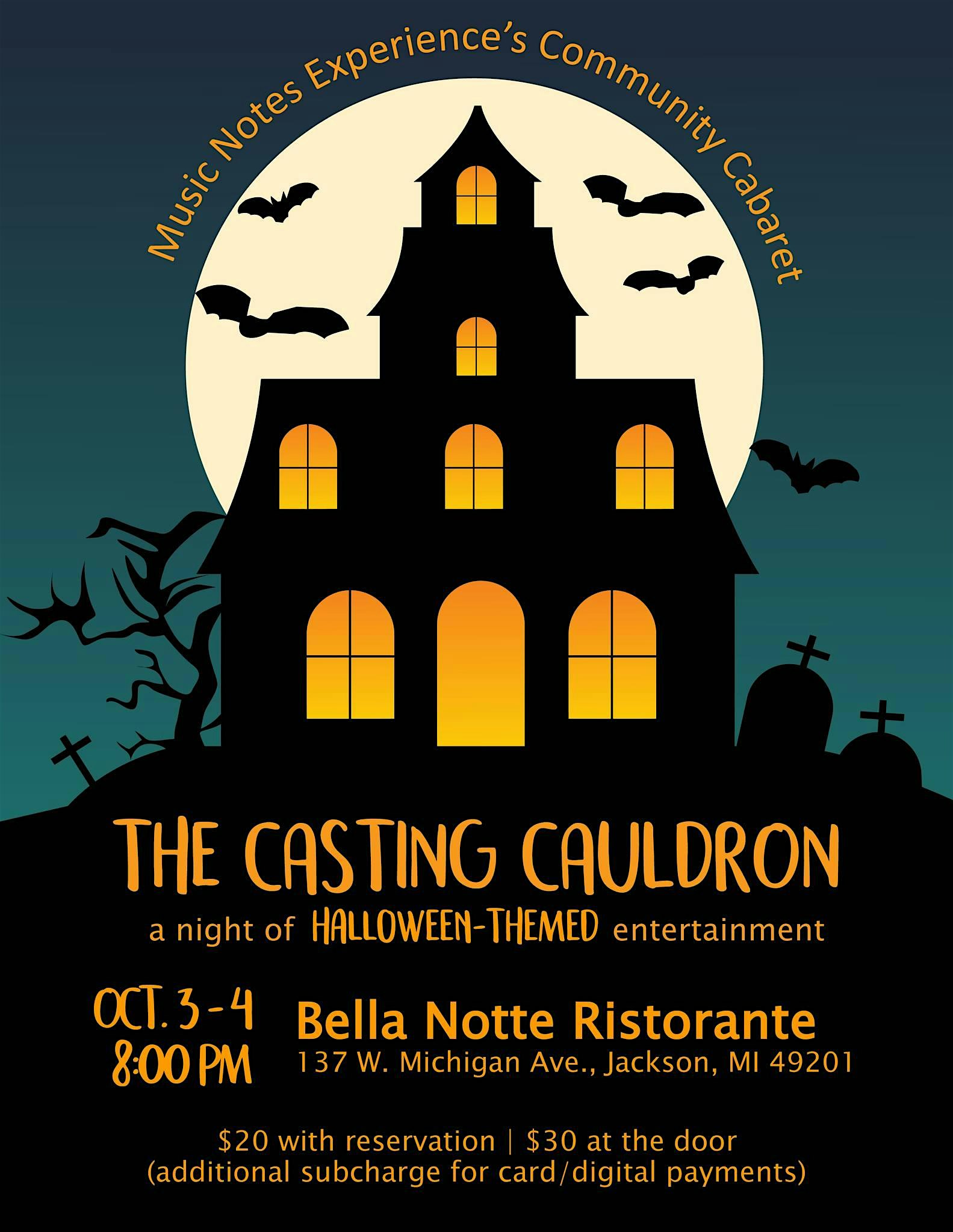 “The Casting Cauldron: A Halloween Community Cabaret” at Bella Notte – Jackson, MI