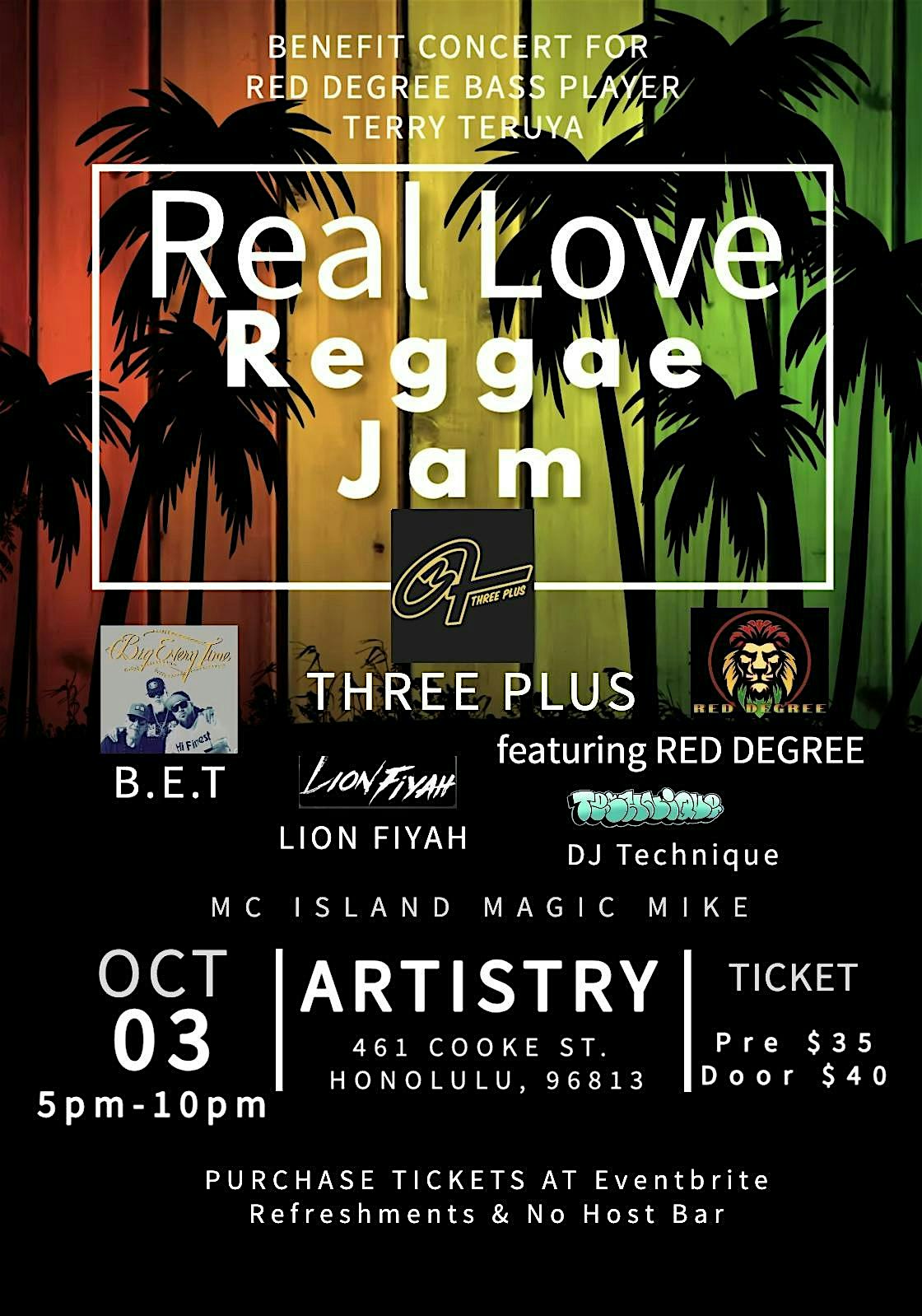 Real Love Reggae Jam Benefit Concert at Artistry Honolulu – Honolulu, HI
