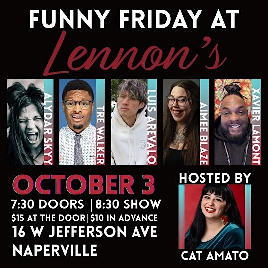 Funny Friday @ Lennon’s Lounge at 16 W Jefferson Ave – Naperville, IL