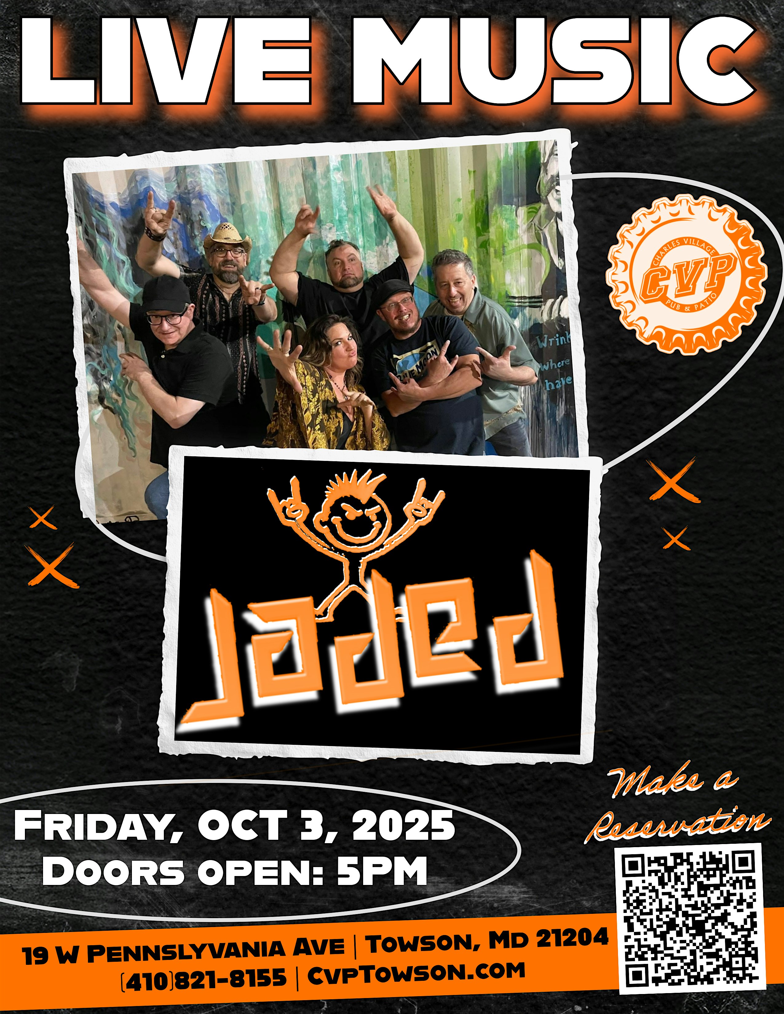 Live Music: Jaded at Charles Village Pub, Patio & Rooftop – Towson, MD