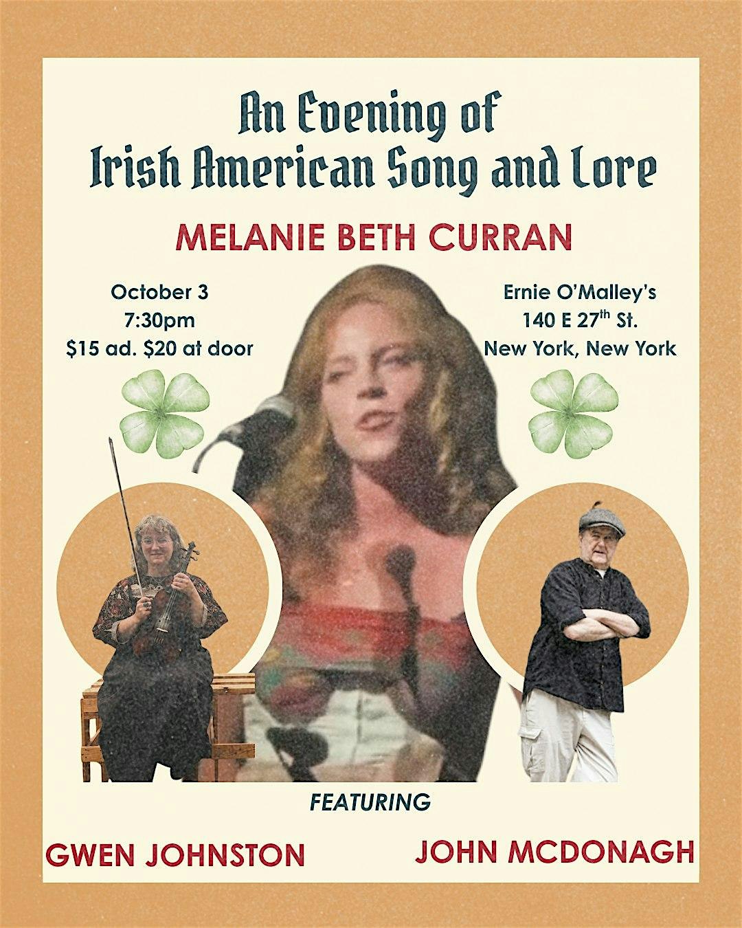 An evening of Irish American Song and Lore at Ernie O’Malley’s – New York, NY