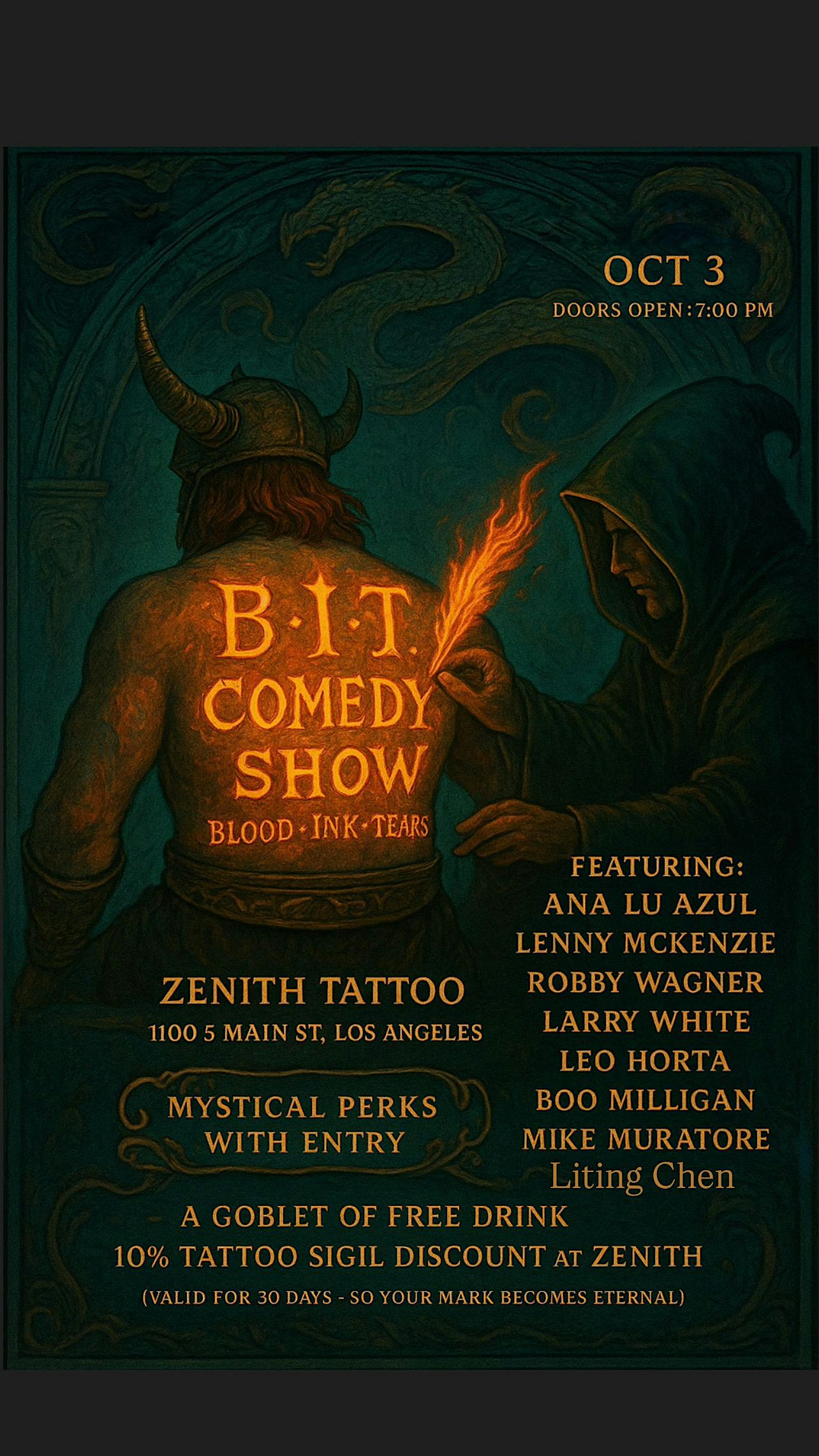 B.I.T. Comedy Show at Zenith Tattoo | – Los Angeles, CA