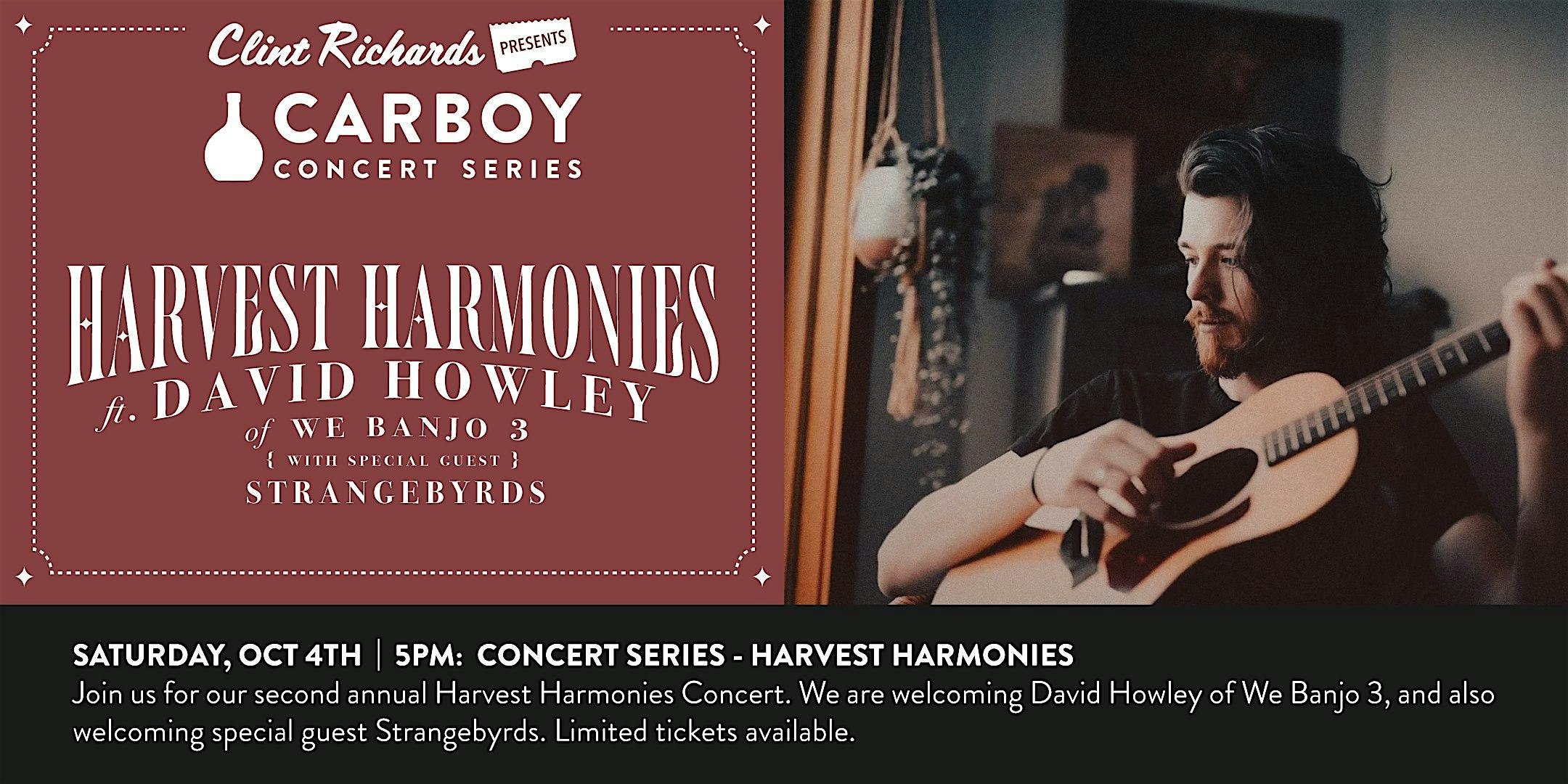 Carboy Concert Series – Harvest Harmonies! at Carboy Winery at Mt. Garfield Estate – Palisade, CO