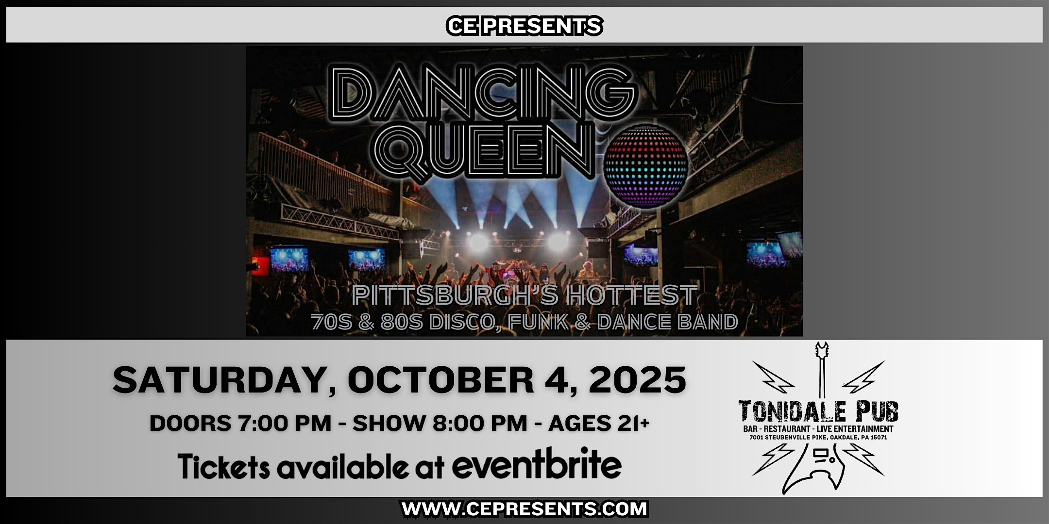 Dancing Queen – Pittsburgh’s Hottest 70s & 80s Disco, Funk & Dance Band at The Tonidale Pub – Oakdale, PA
