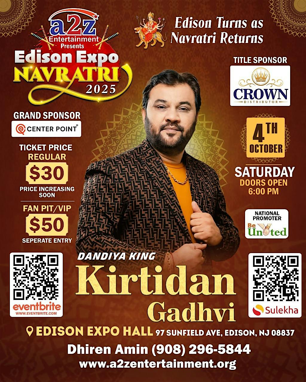Garba With Kirtidan Gadhvi – Live in Edison Expo New Jersey at New Jersey Convention and Exposition Center – Edison, NJ