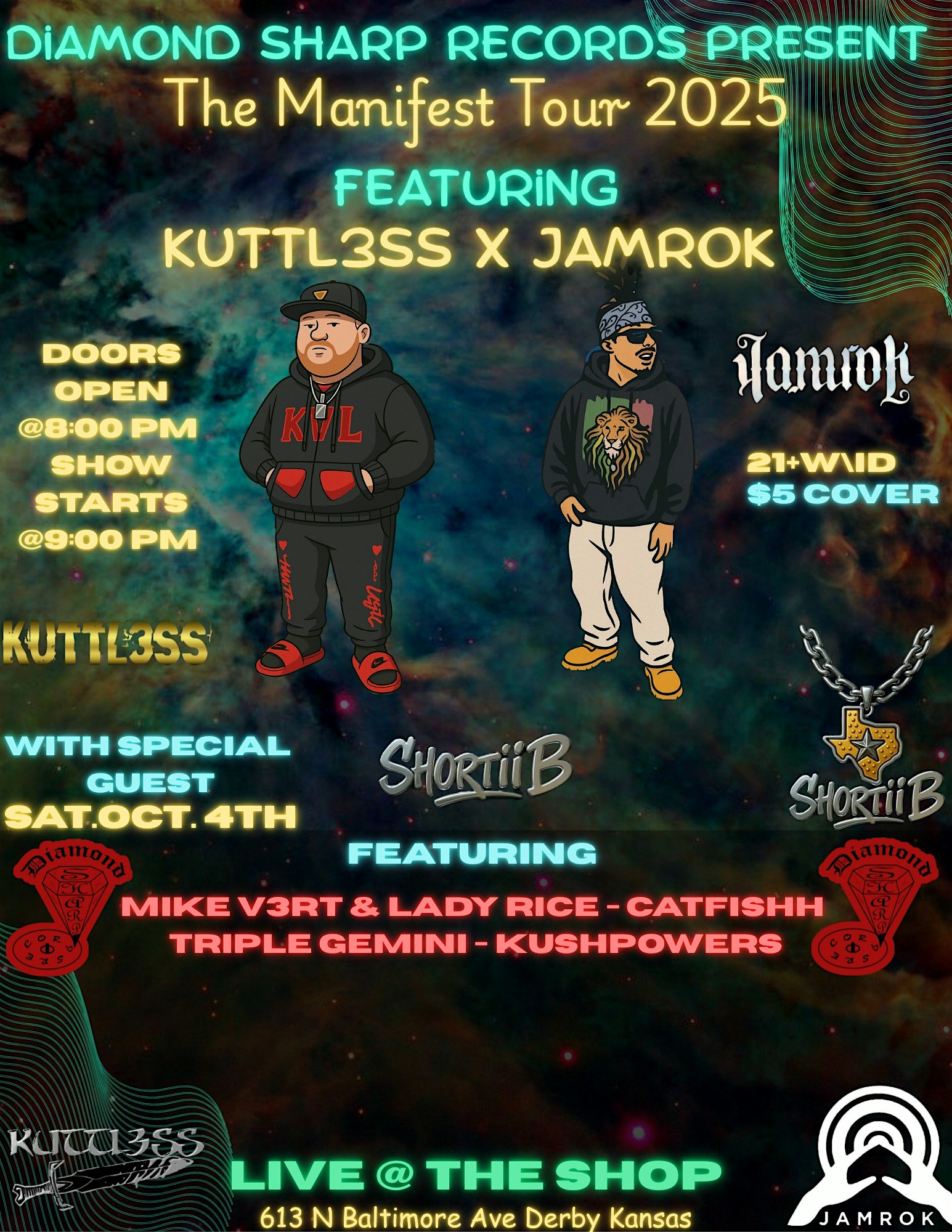 Diamond Sharp Records Presents The Manifest Tour Feat Jamrok & Kuttl3ss at The Shop – Derby, KS