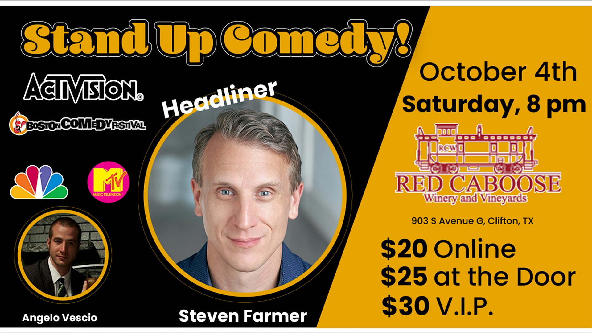 Live Comedy Night! Steven Farmer in Clifton TX at Red Caboose Winery Clifton – Clifton, TX