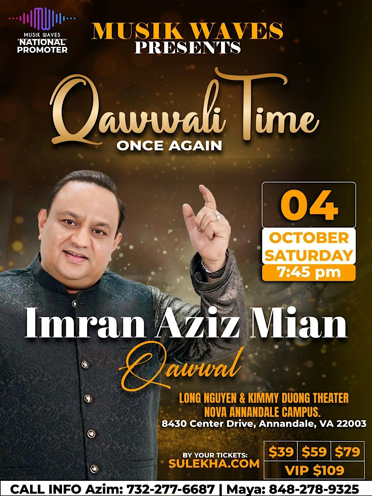 Imran Aziz Mian Qawwali Time at Northern Virginia Community College – Annandale Campus – Annandale, VA