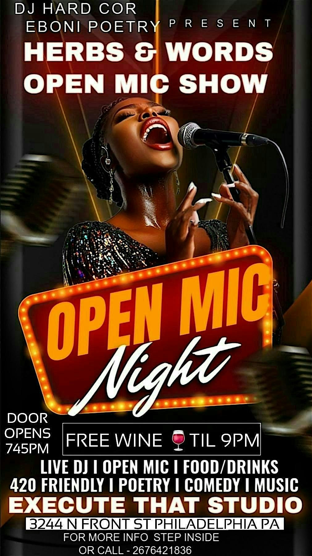 HERBS & WORDS OPEN MIC SHOW at 3244 N Front St – Philadelphia, PA