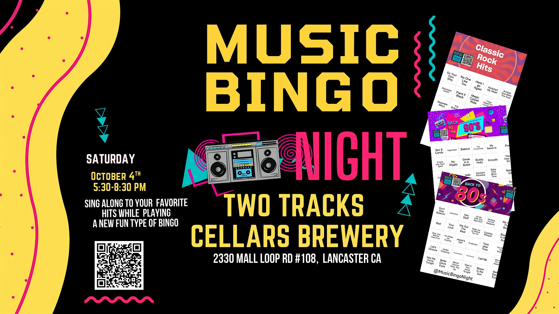 Music Bingo Night @ Two Tracks Cellars Brewery Lancaster at Two Tracks Cellars Brewery – Lancaster, CA