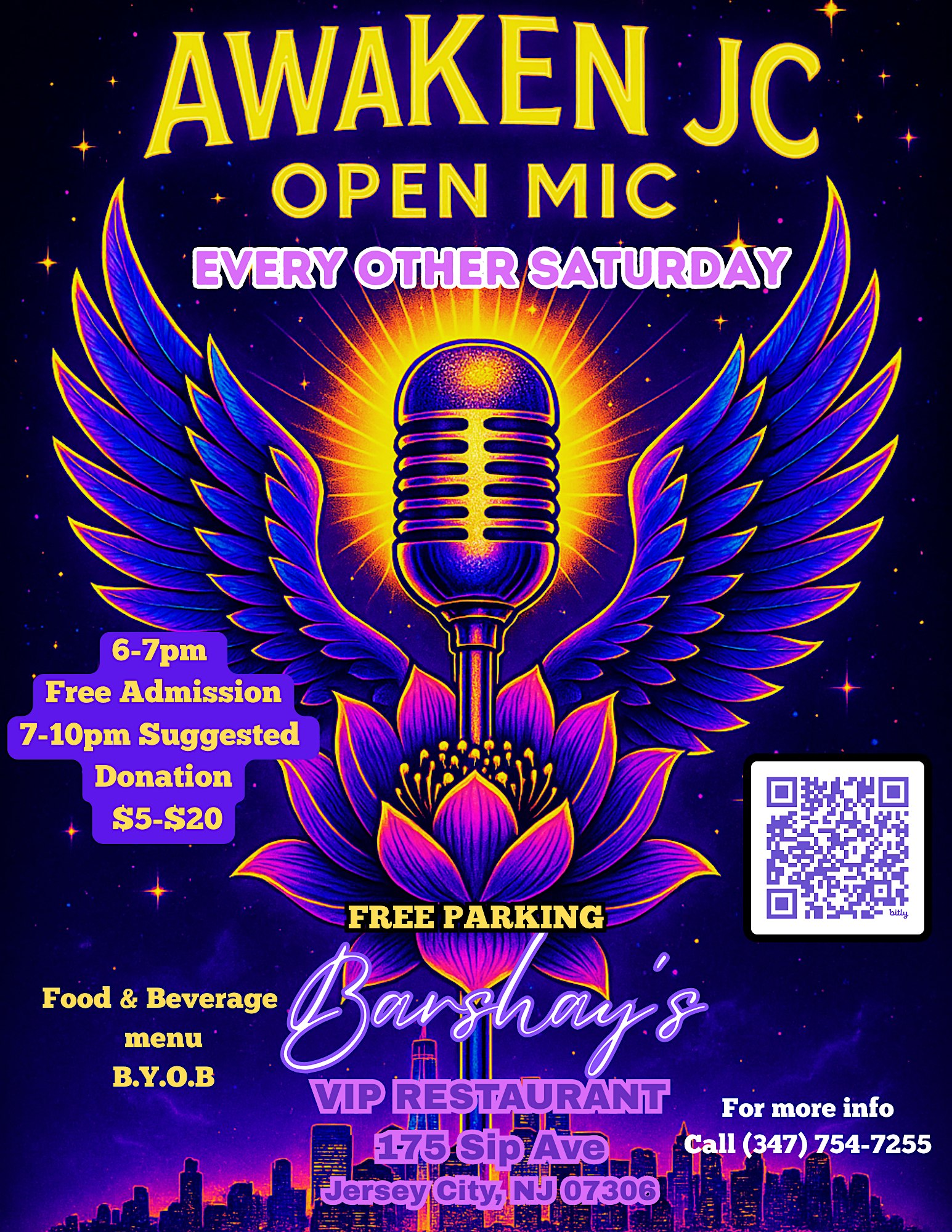 Awaken Jersey City Open Mic at VIP DINER – RESTAURANT LLC BARSHAY’S – Jersey City, NJ