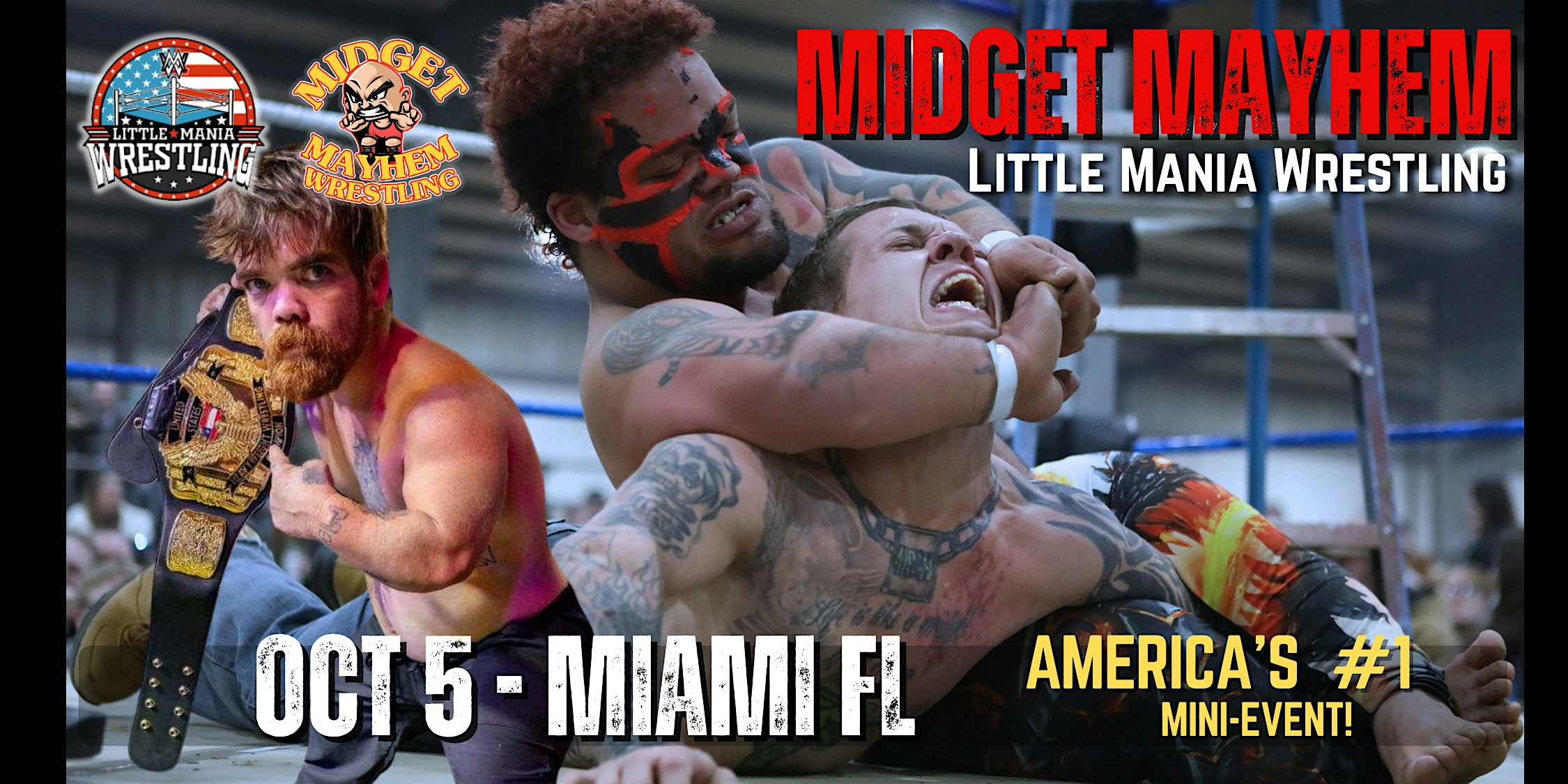 Midget Mayhem / Little Mania Mini Wrestling LIVE! Miami FL 18+ at Cedar House – Miami, FL