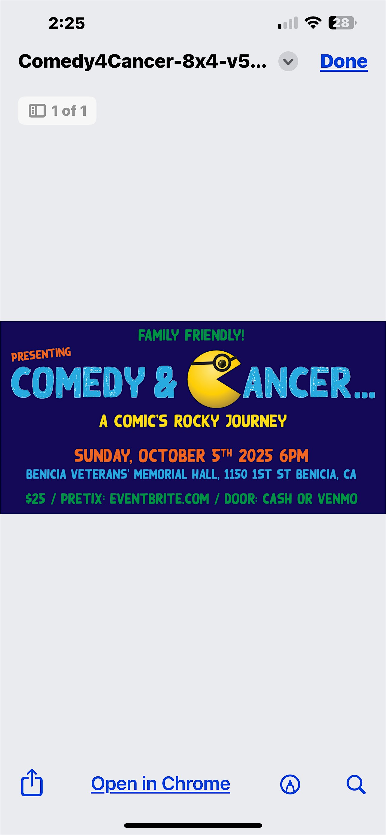 Comedy & Cancer at Benicia Veterans Memorial Hall – Benicia, CA