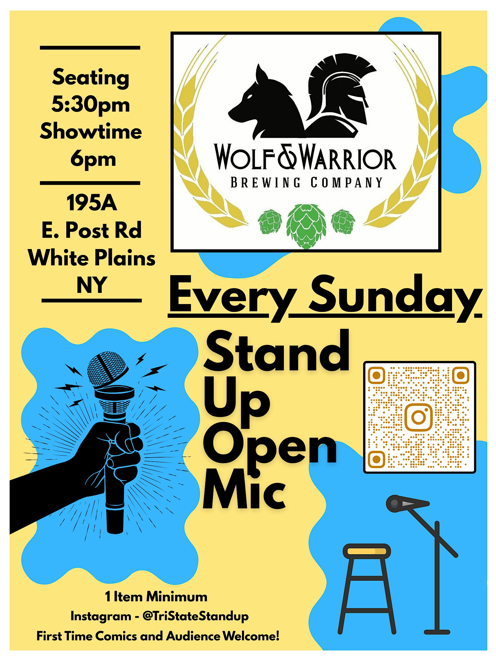 White Plains StandUp OpenMic at Wolf & Warrior Brewing Co. – White Plains, NY