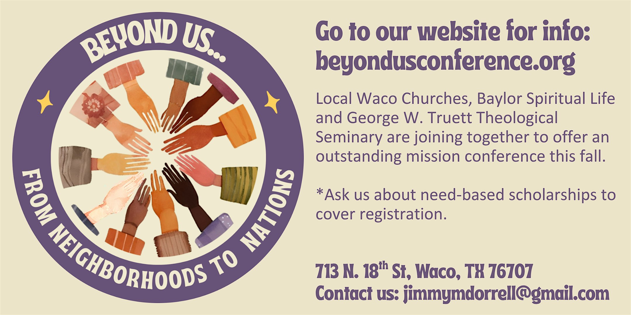 Beyond Us…From Neighborhoods to Nations at Baylor University & First Baptist Church Waco – Waco, TX