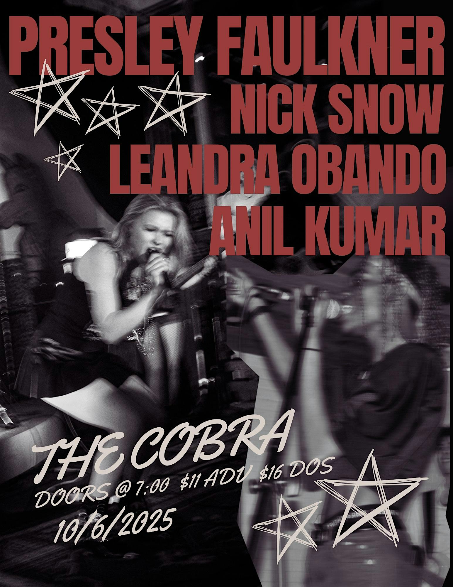 Venue: Presley Faulkner | Nick Snow | Leandra Obando | Anil Kumar at Cobra Nashville – Nashville, TN