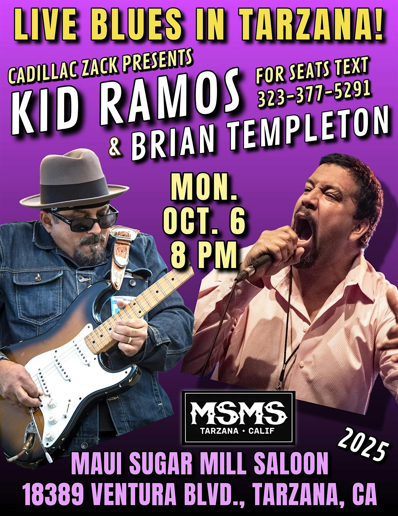 KID RAMOS BAND with BRIAN TEMPLETON – Living Blues Legends – in Tarzana! at Maui Sugar Mill Saloon – Los Angeles, CA
