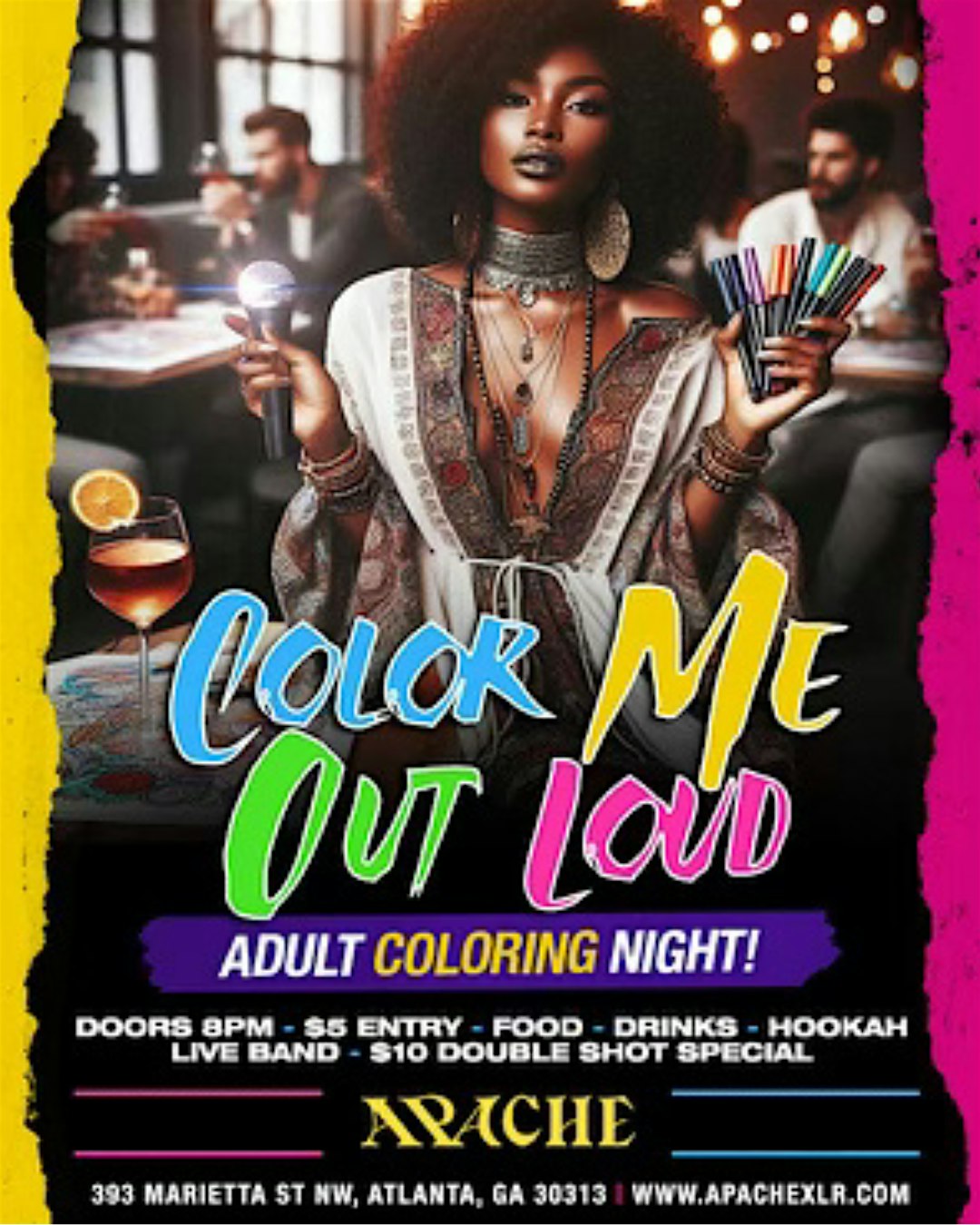 Color Me Out Loud: Adult Coloring Night, Live Music, & Drink Specials at 393 Marietta St NW – Atlanta, GA