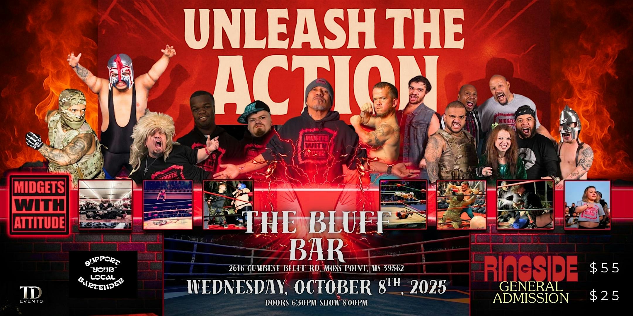 Midgets with Attitude Wrestling at The Bluff Bar in Moss Point, MS! at The Bluff Bar – Moss Point, MS