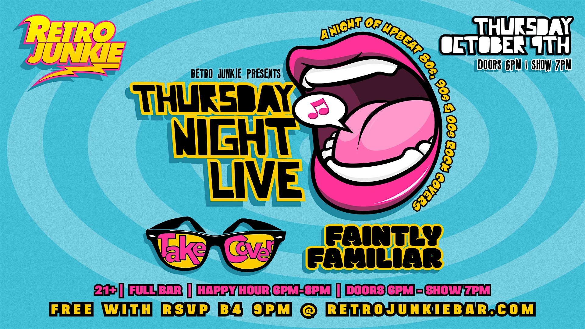 TAKE COVER (80s-00s Rock Covers) FAINTLY FAMILIAR (90s-00s Rock Covers) at Retro Junkie – Walnut Creek, CA