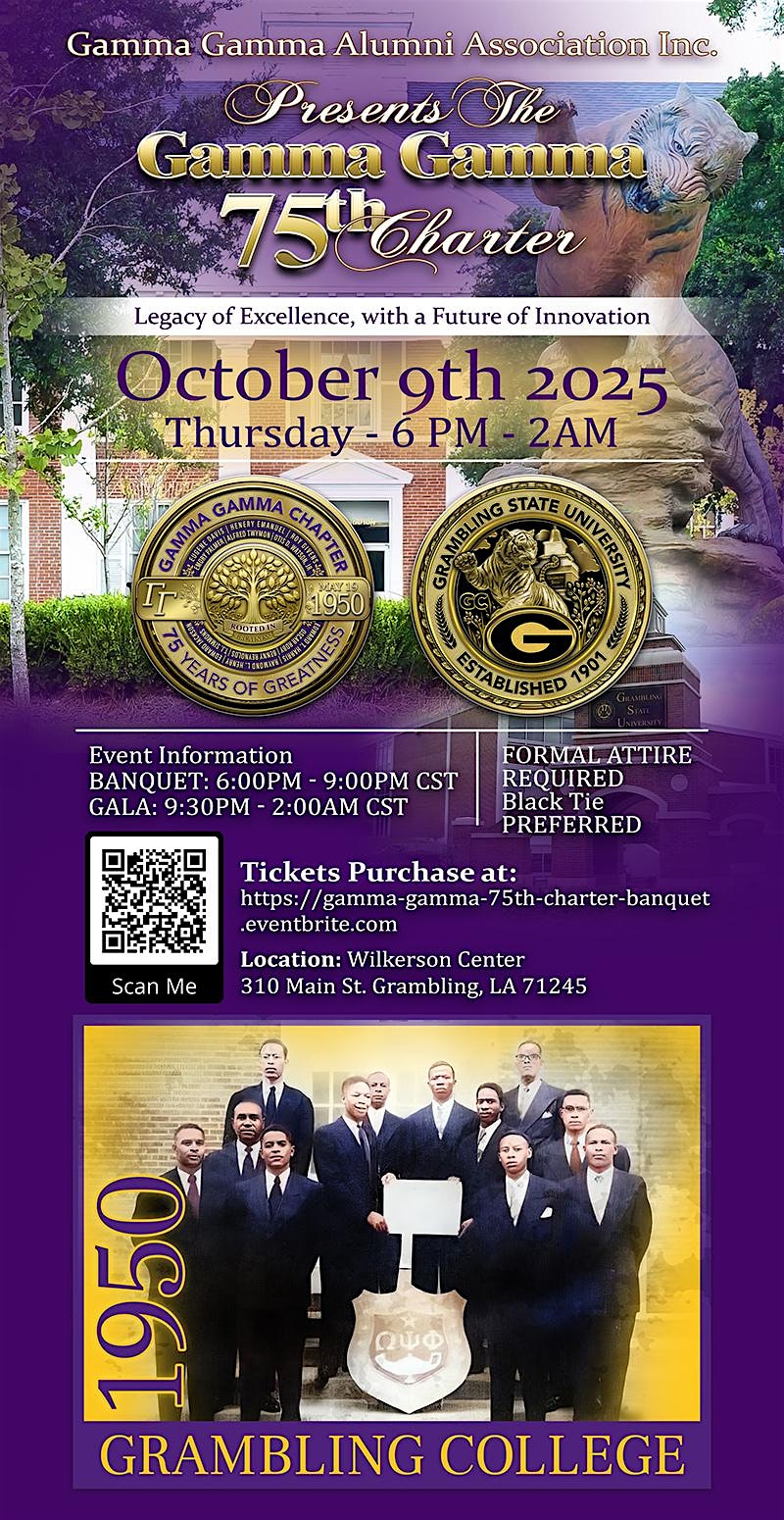 Gamma Gamma 75th Charter Banquet & Gala at 310 Main St – Grambling, LA
