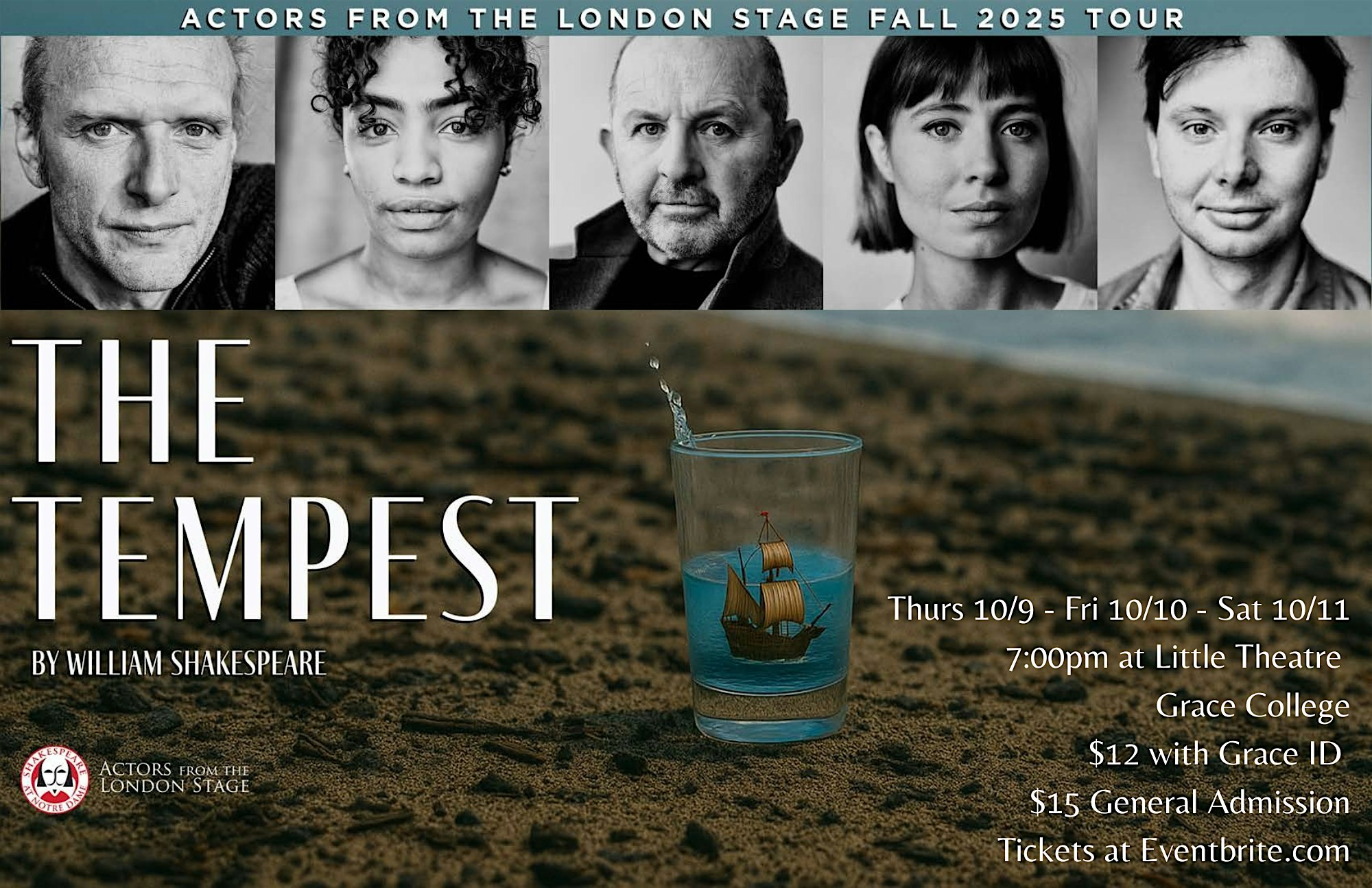 The Tempest (Actors From The London Stage)- Oct. 9 at Little Theatre, Philathea Hall – Winona Lake, IN