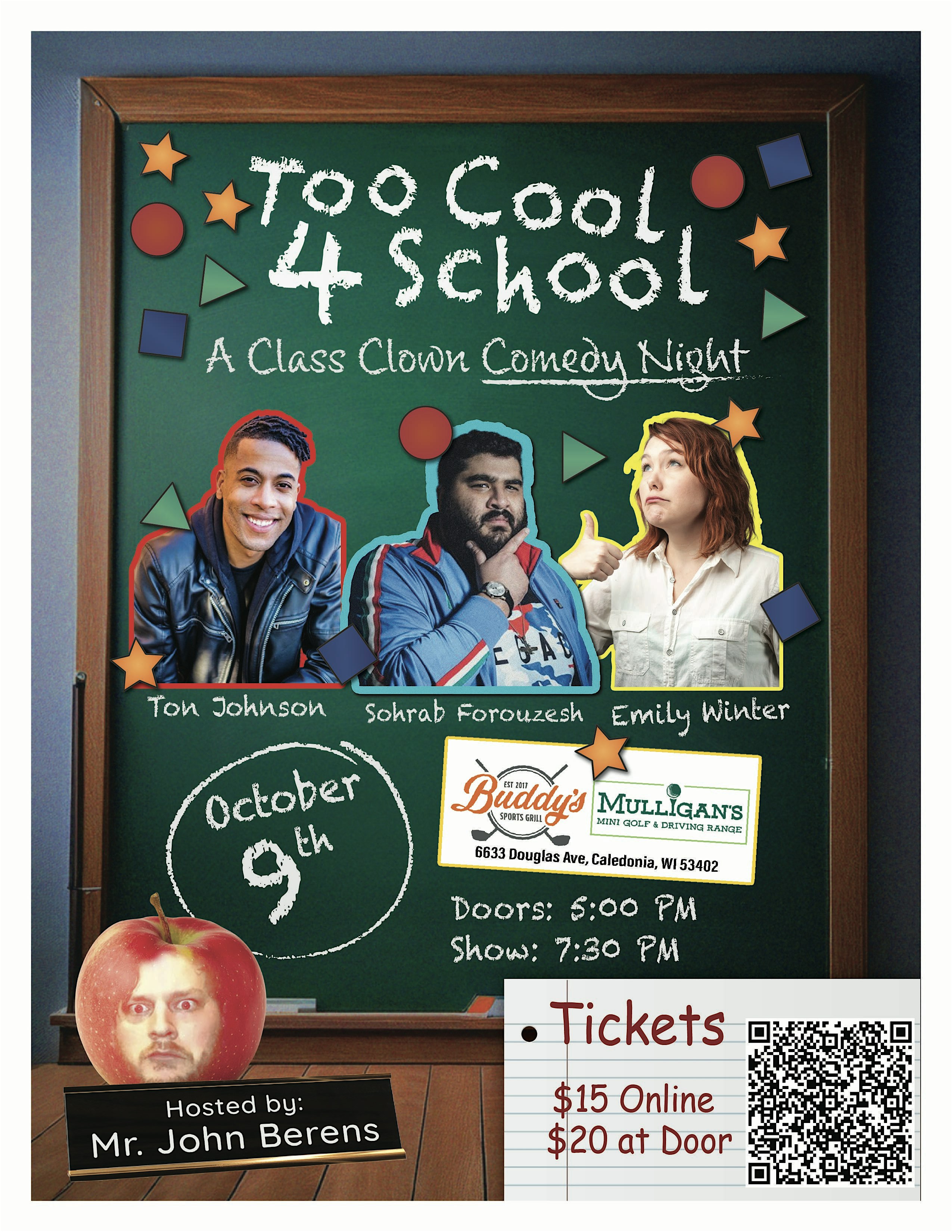 Too Cool 4 School Comedy Night at Buddy’s Sports Grill @ Mulligan’s Mini Golf – Racine, WI