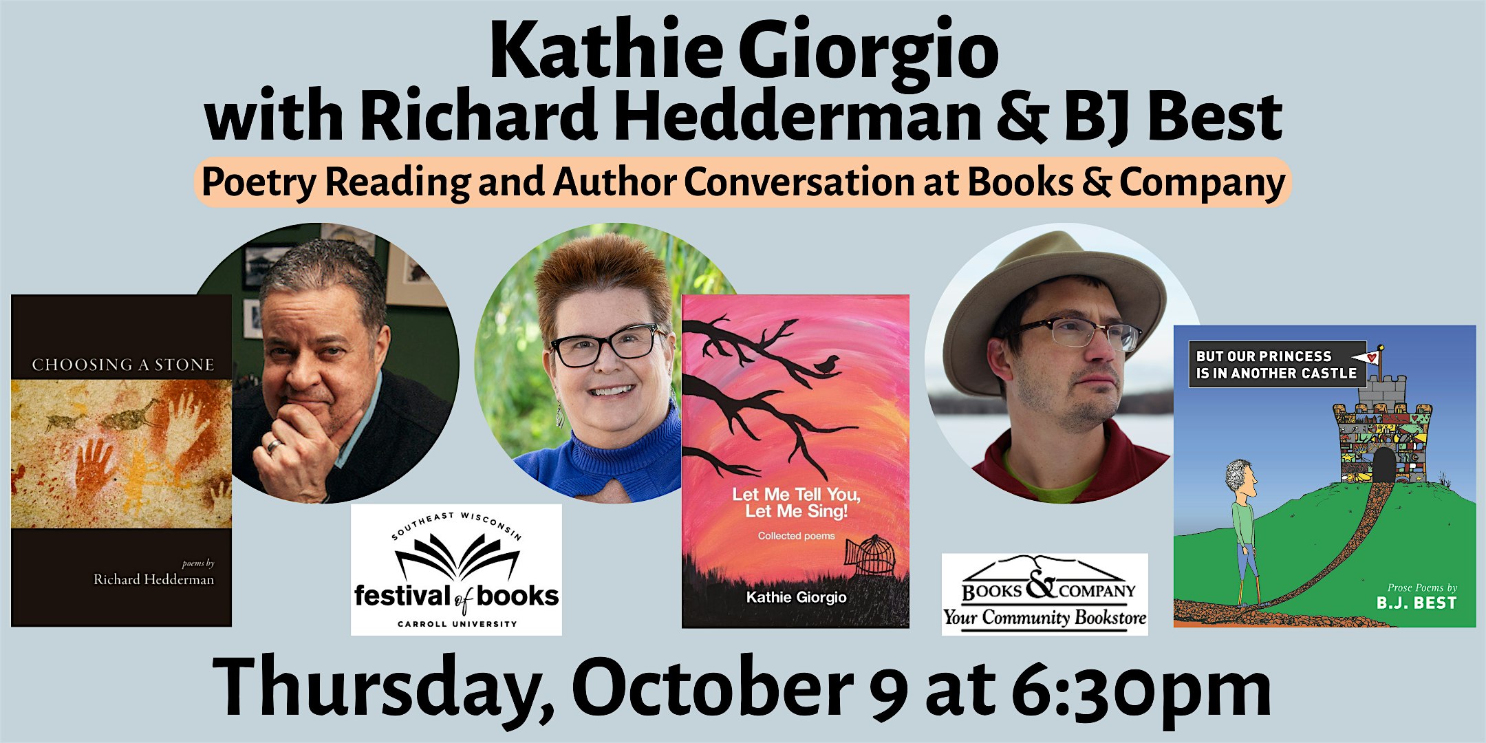 Poetry Event with Kathie Giorgio, Richard Hedderman, and B.J. Best at Books & Company – Oconomowoc, WI