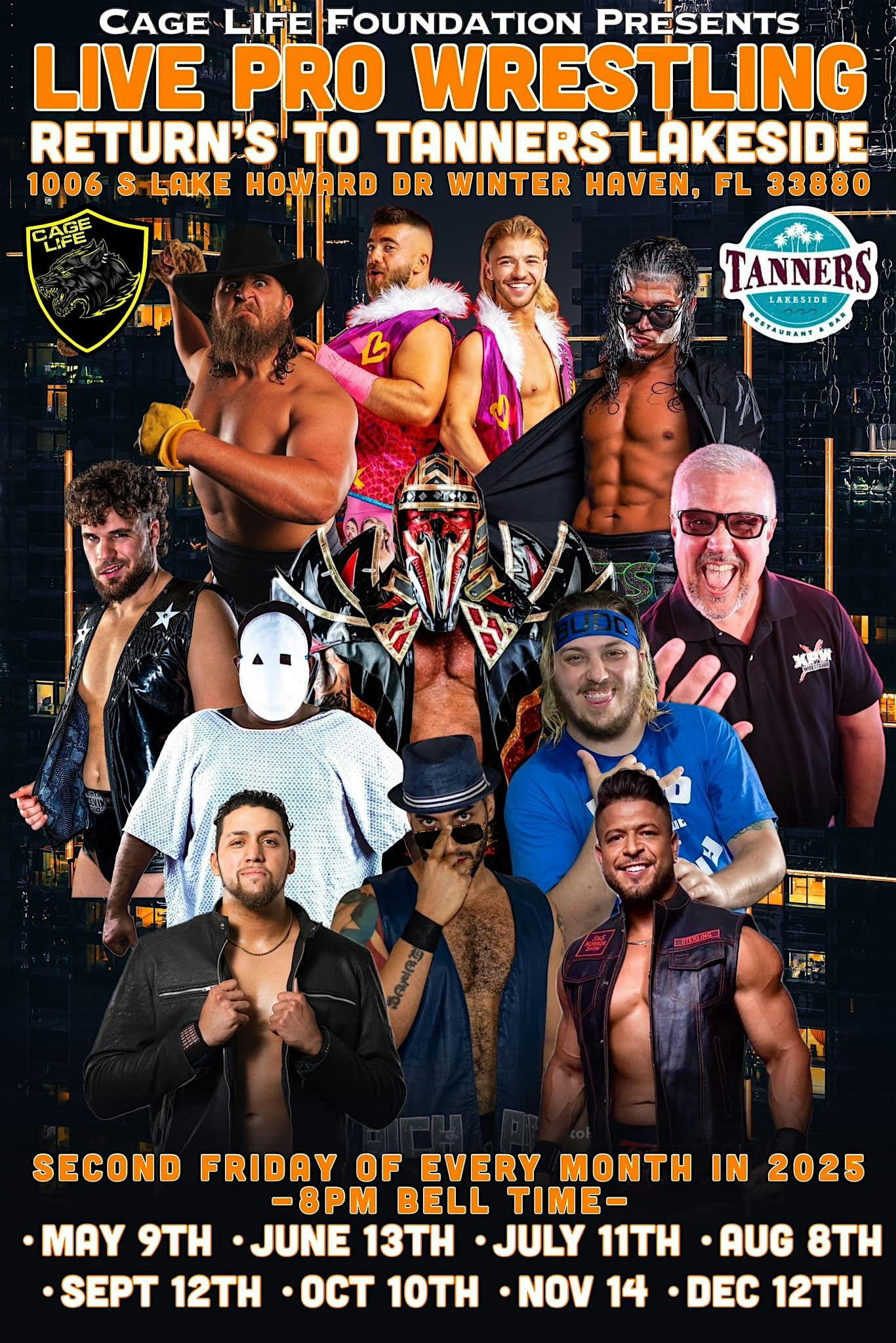 LIVE PRO WRESTLING – TANNERS MAY 9th 2025 at Tanners Lakeside Restaurant & Bar – Winter Haven, FL