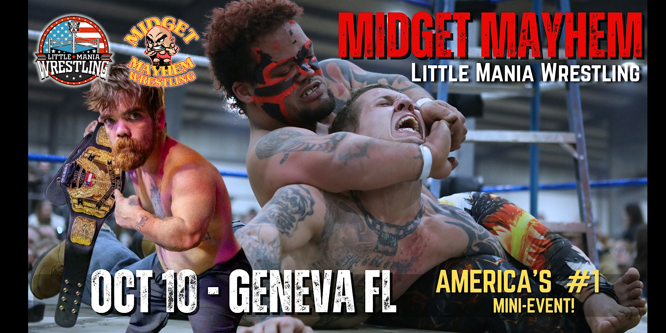 “Midget Mayhem / Little Mania Mini Wrestling LIVE!” Geneva FL 16+ at Horsepower Ranch & Events – Geneva, FL