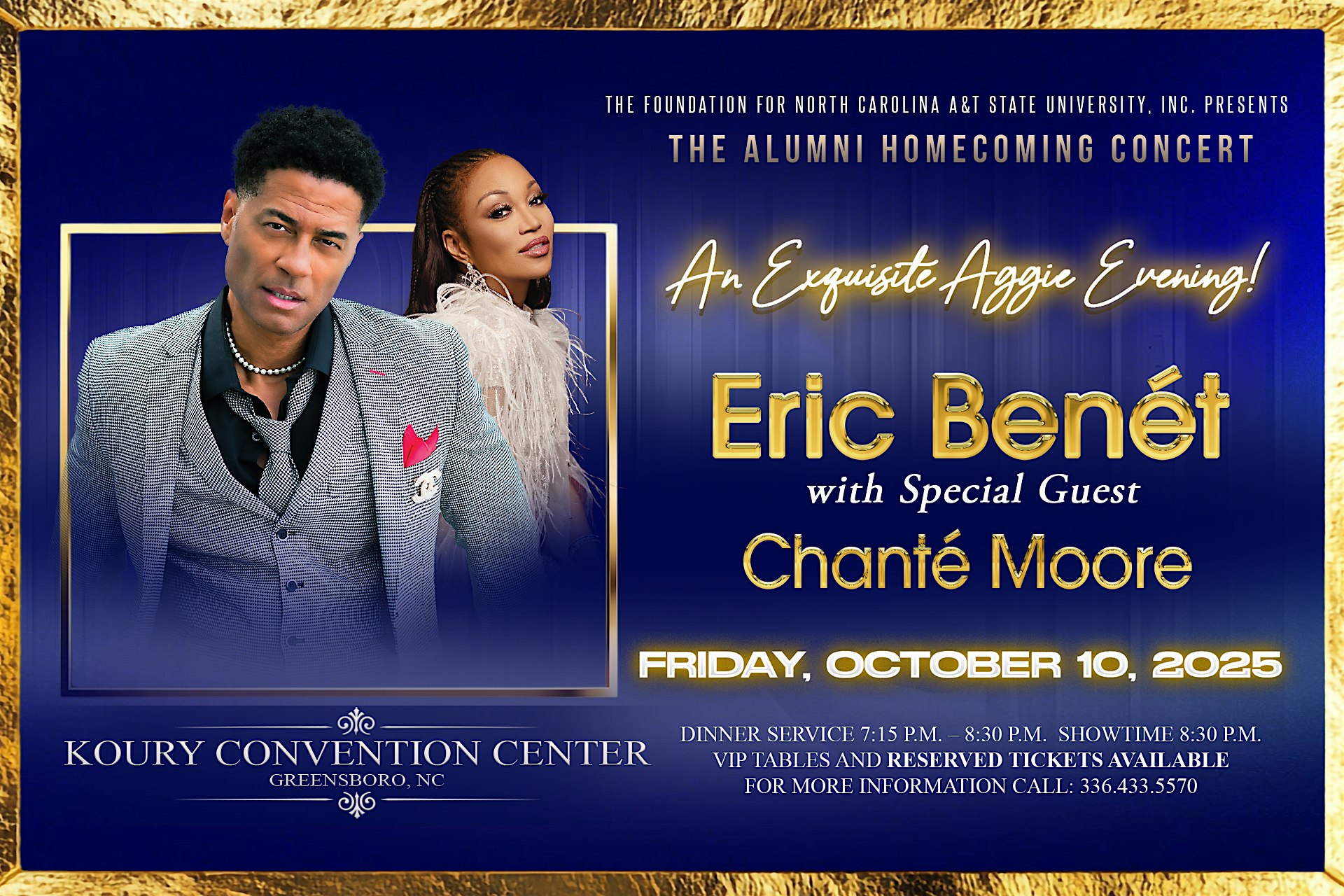 2025 N.C. A&T Alumni Homecoming Concert Featuring Eric Benét & Chanté Moore at Koury Convention Center – Greensboro, NC