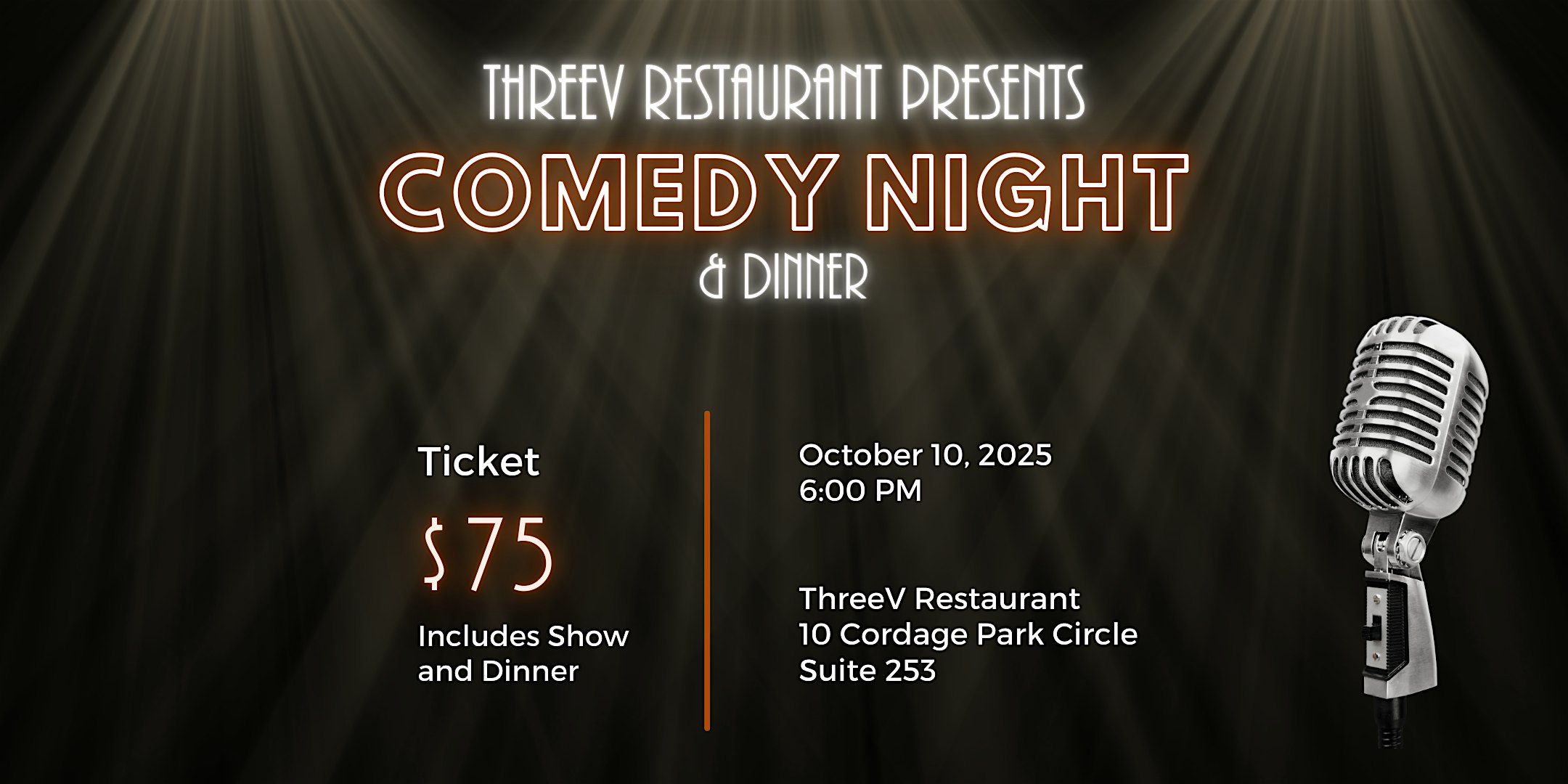 Comedy Show at ThreeV at Three V Restaurant – Plymouth, MA