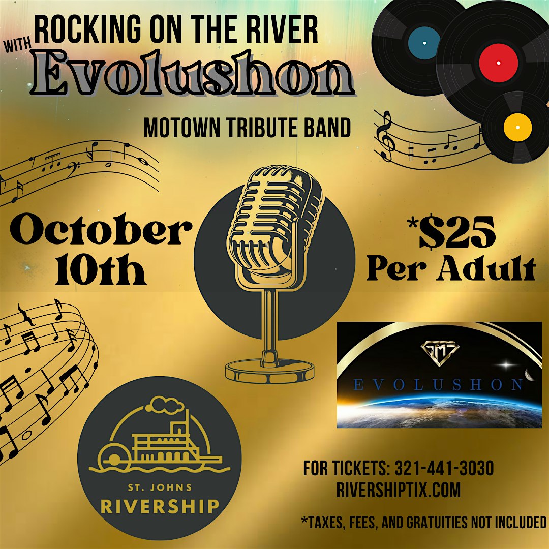 Rocking on the River – Motown w/ Evolushon Aboard the Barbara Lee at St Johns Rivership Company – Sanford, FL