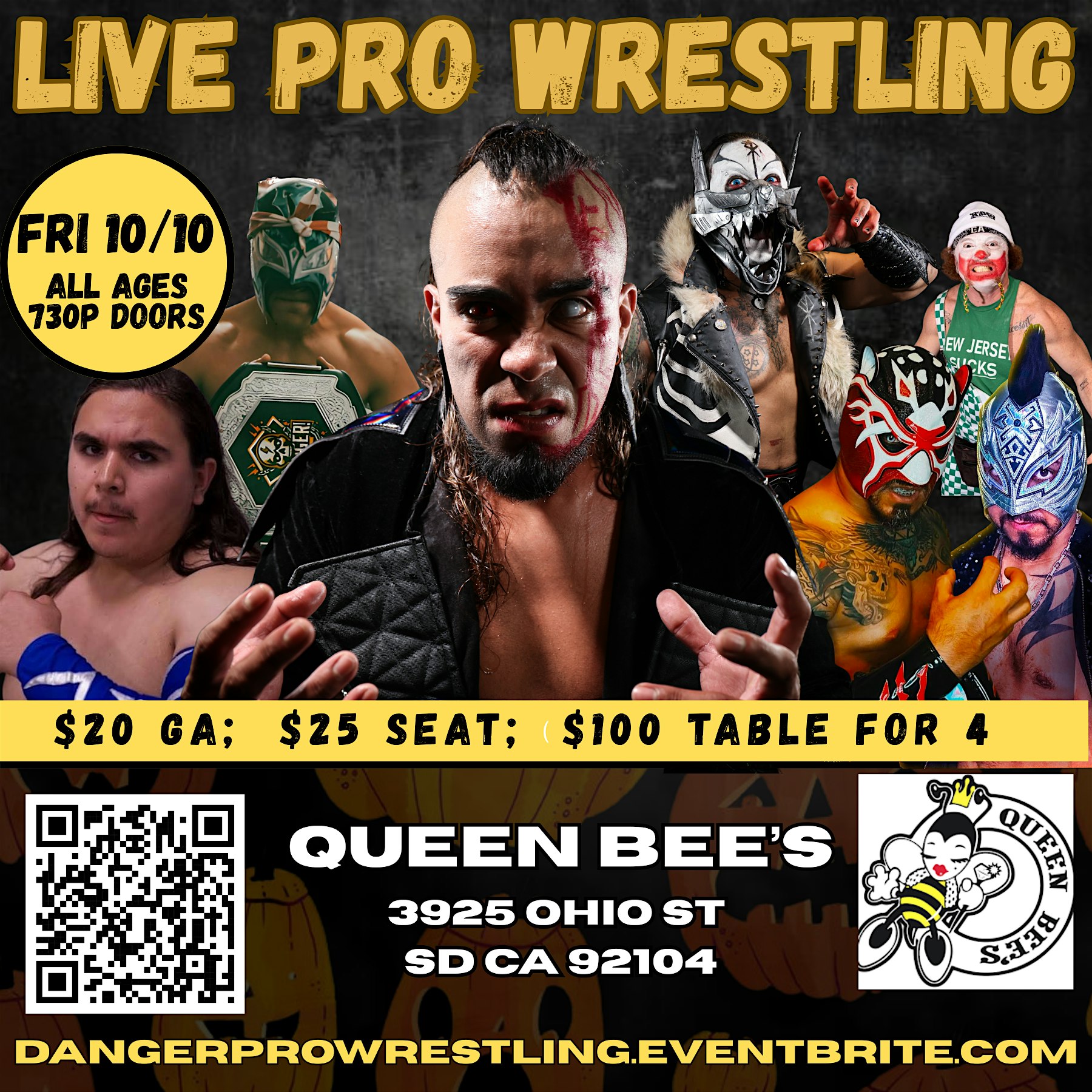 LIVE PRO WRESTLING @ Queen Bee’s North Park at Queen Bee’s Art and Cultural Center – San Diego, CA