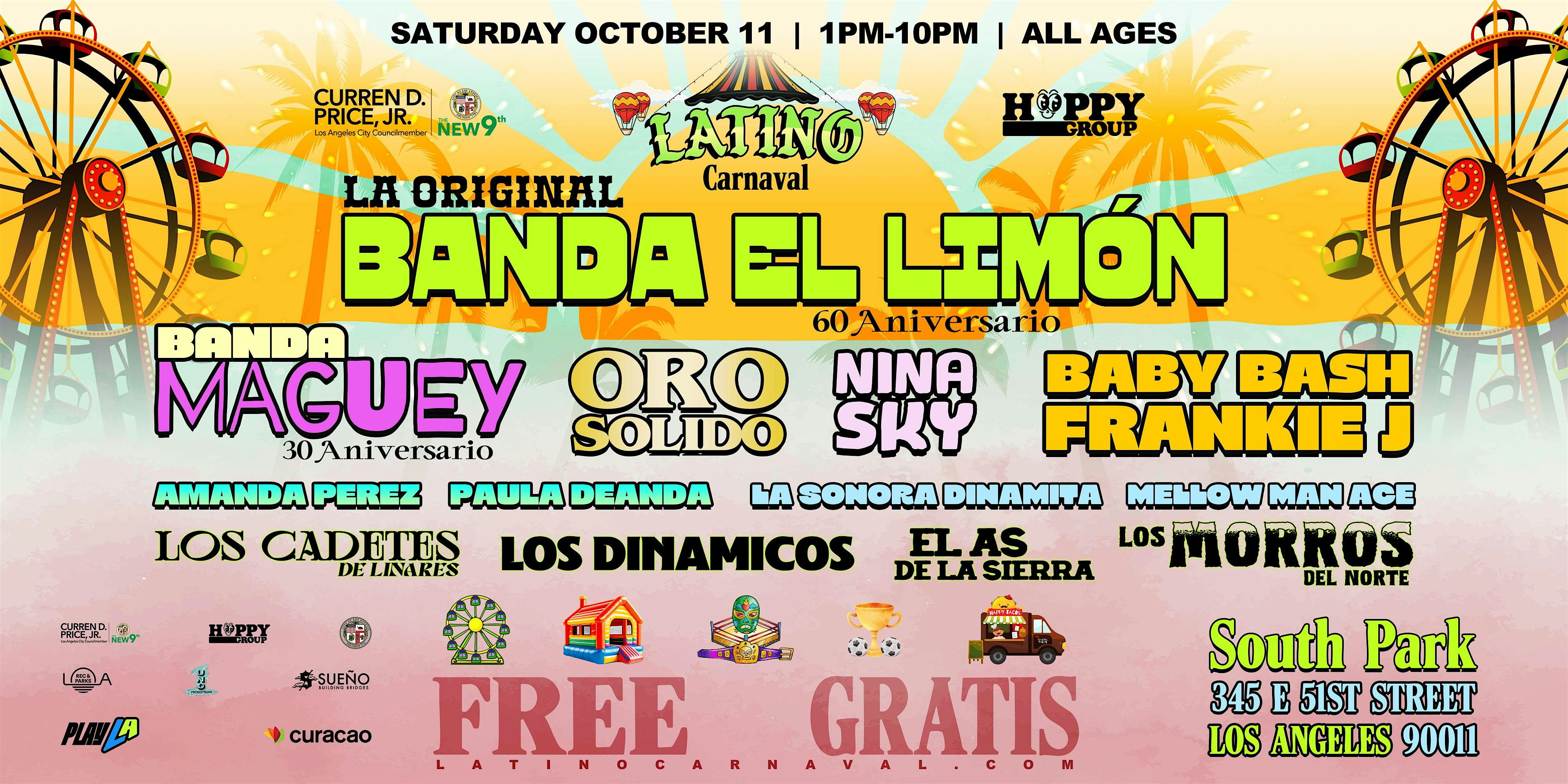 LATINO CARNAVAL – Conciero GRATIS con La Original Banda Limon y mucho Mas at South Park Recreation Center – Los Angeles, CA