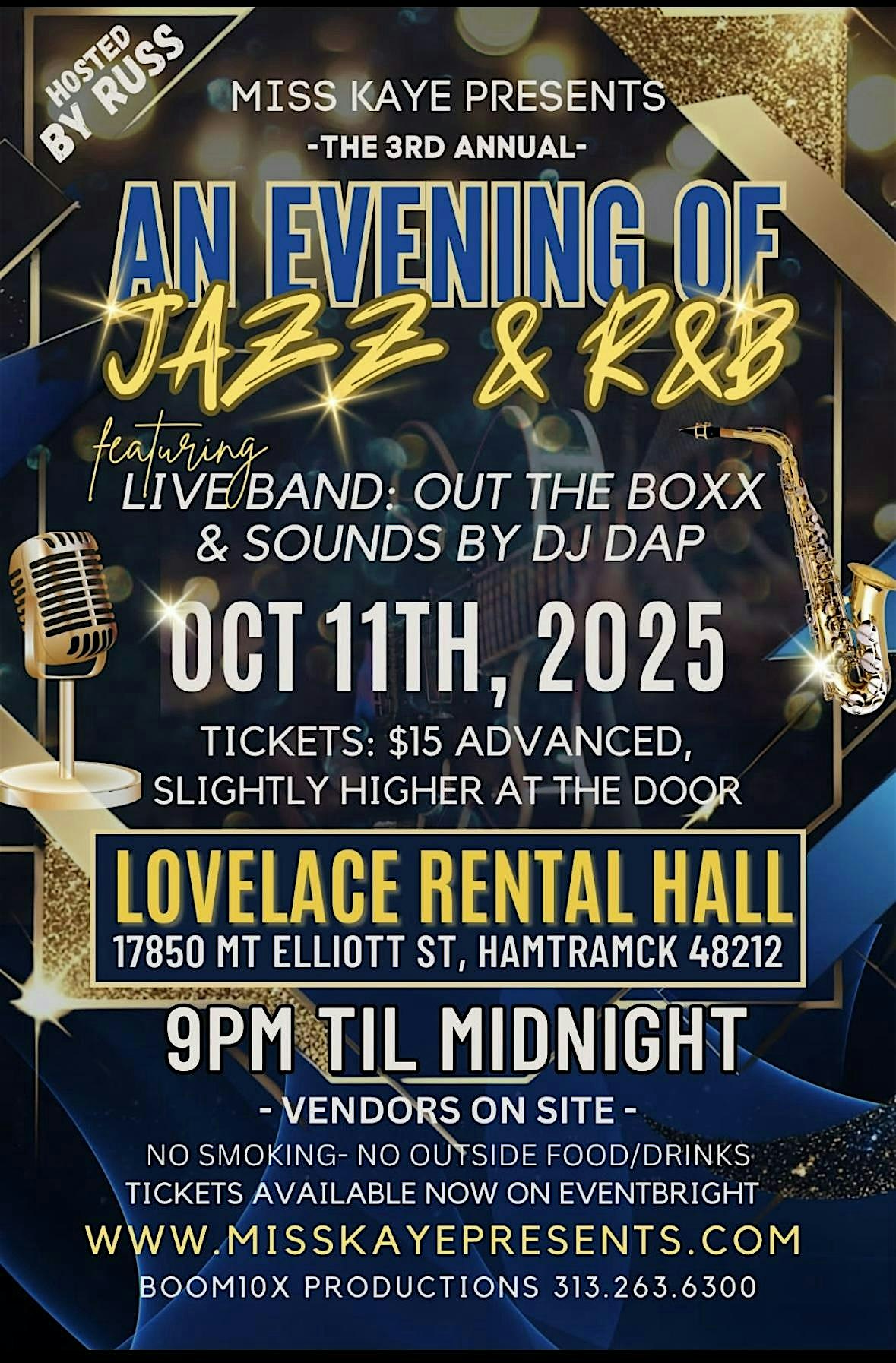 Miss Kaye Presents 3rd Annual An Evening of Jazz and R&B at 17850 Mt Elliott St – Hamtramck, MI