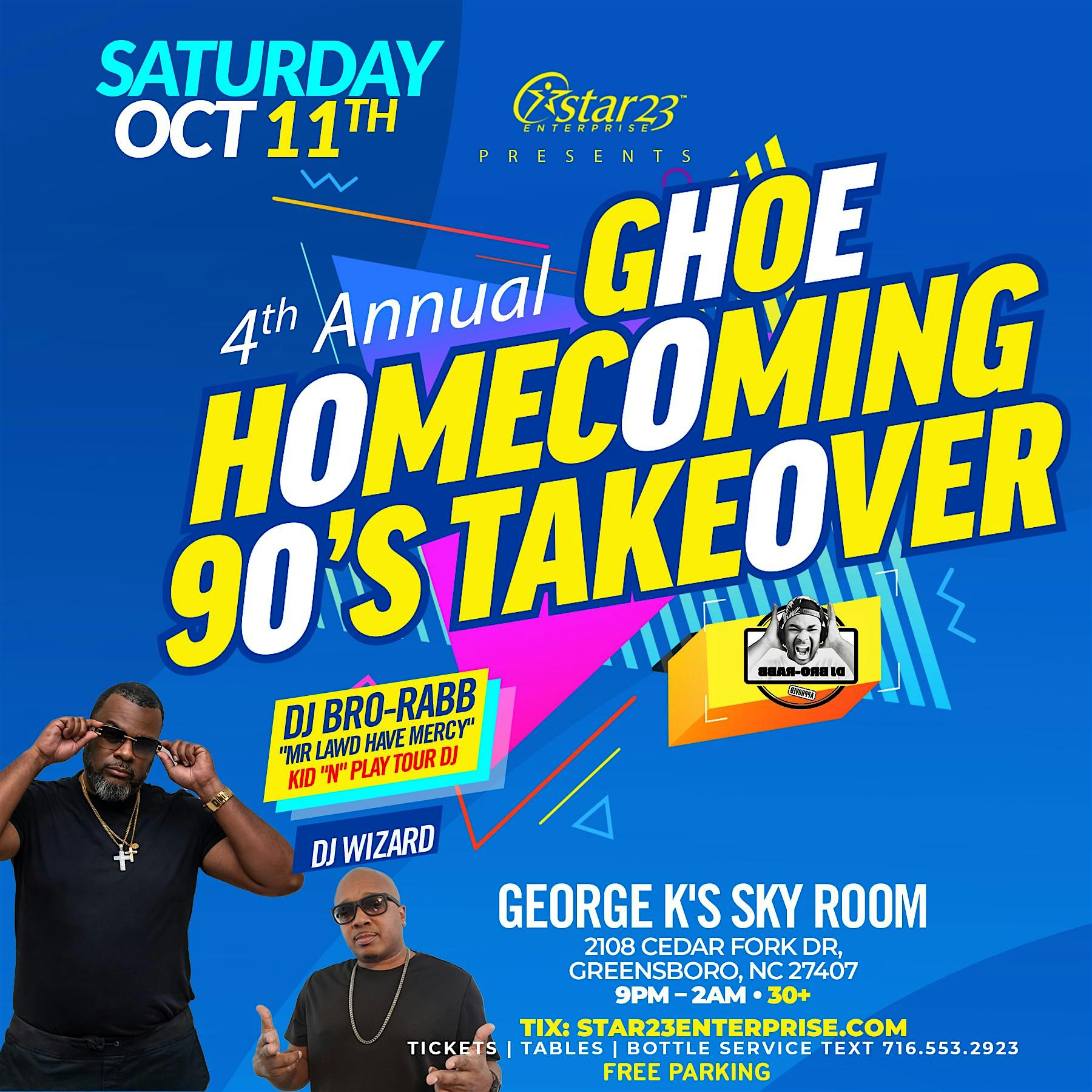 GHOE “The 90’s Takeover” at George K’s Sky Room & Lounge – Greensboro, NC