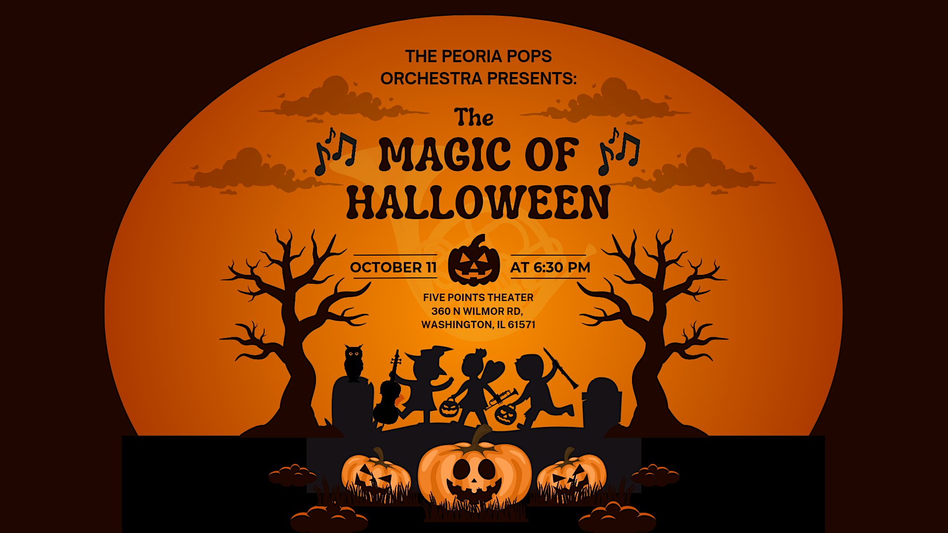Peoria Pops Orchestra Presents: The Magic of Halloween at Five Points Caterpillar Performing Arts Center – Washington, IL