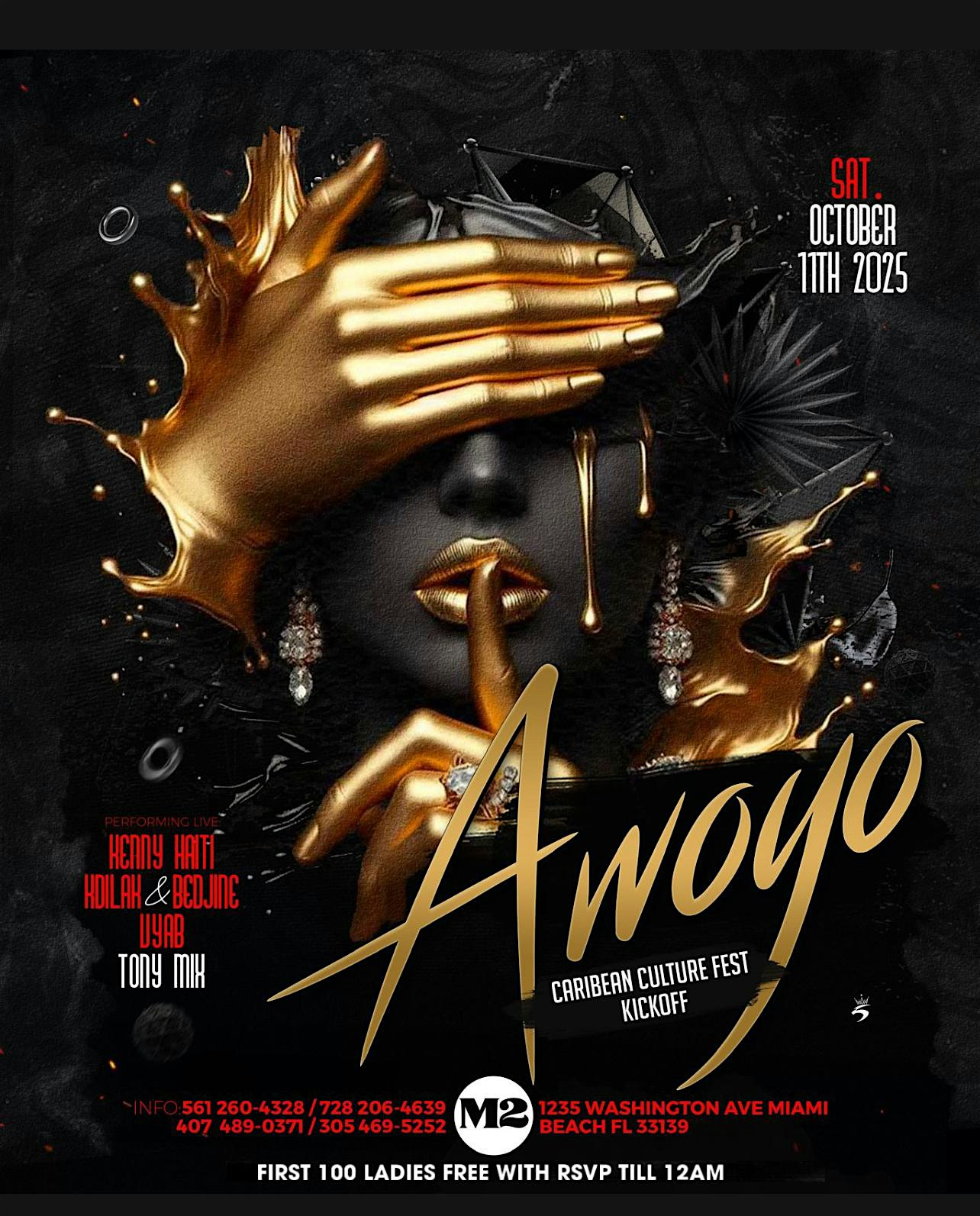AWOYO “an elevated konpa experience “ FT KENNYHAITI – BEDJINE KDILAK- VAYB at Club M2 Miami – Miami Beach, FL