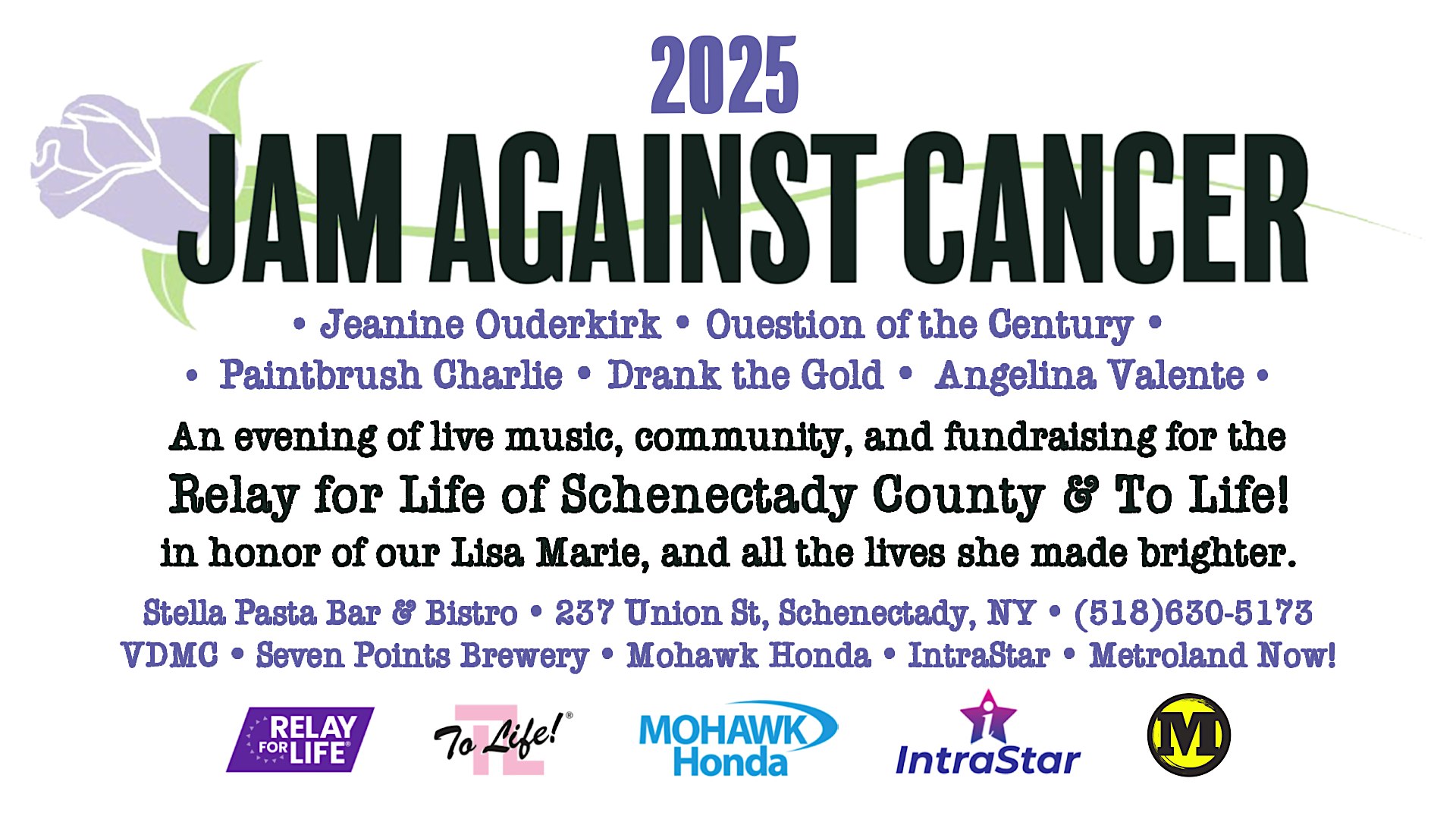 Jam Against Cancer 2025 at Van Dyck Music Club – Schenectady, NY