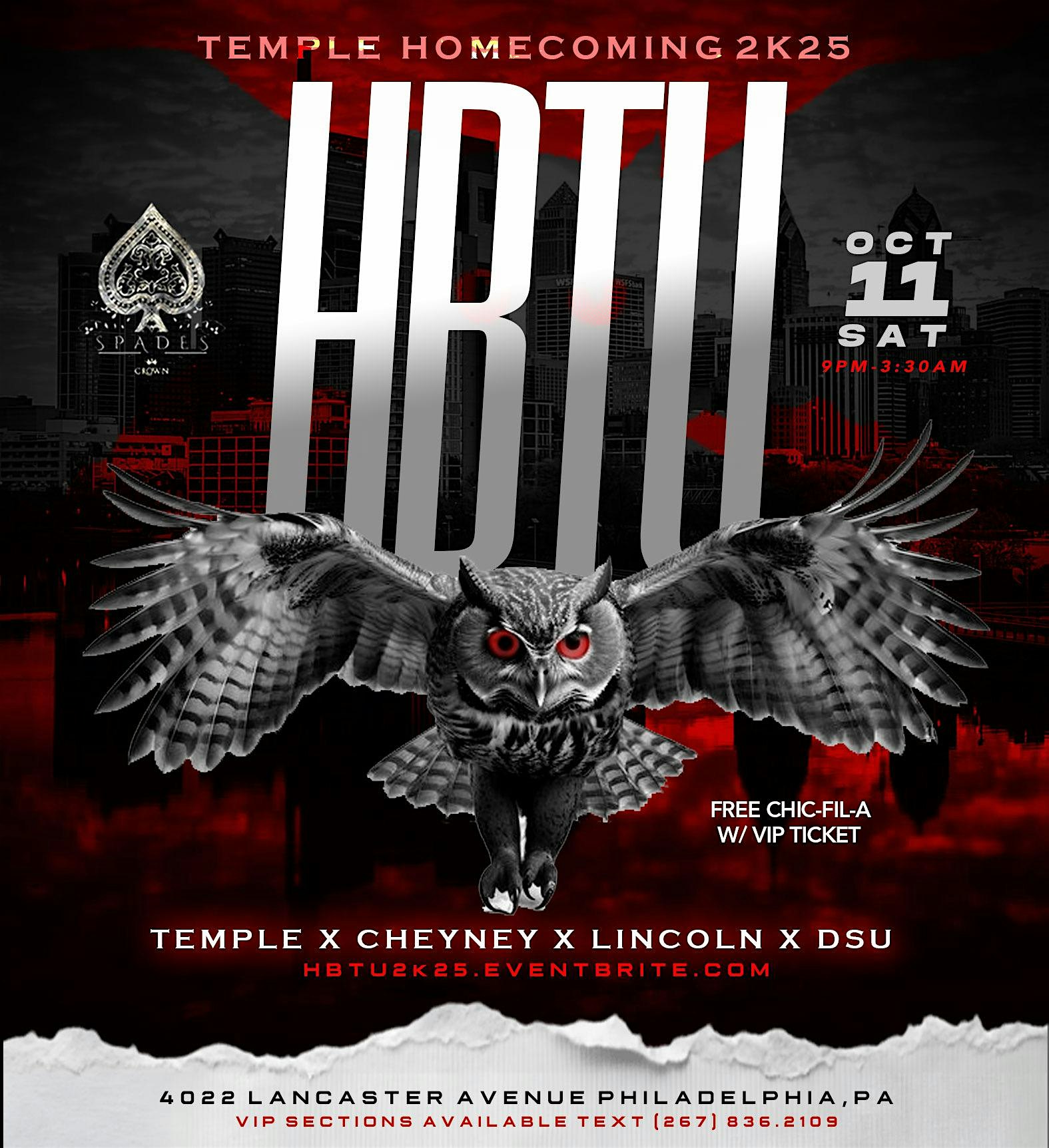 HBTU 2k25 • Temple Homecoming at Spades Restaurant & Lounge | SpadesPHL – Philadelphia, PA
