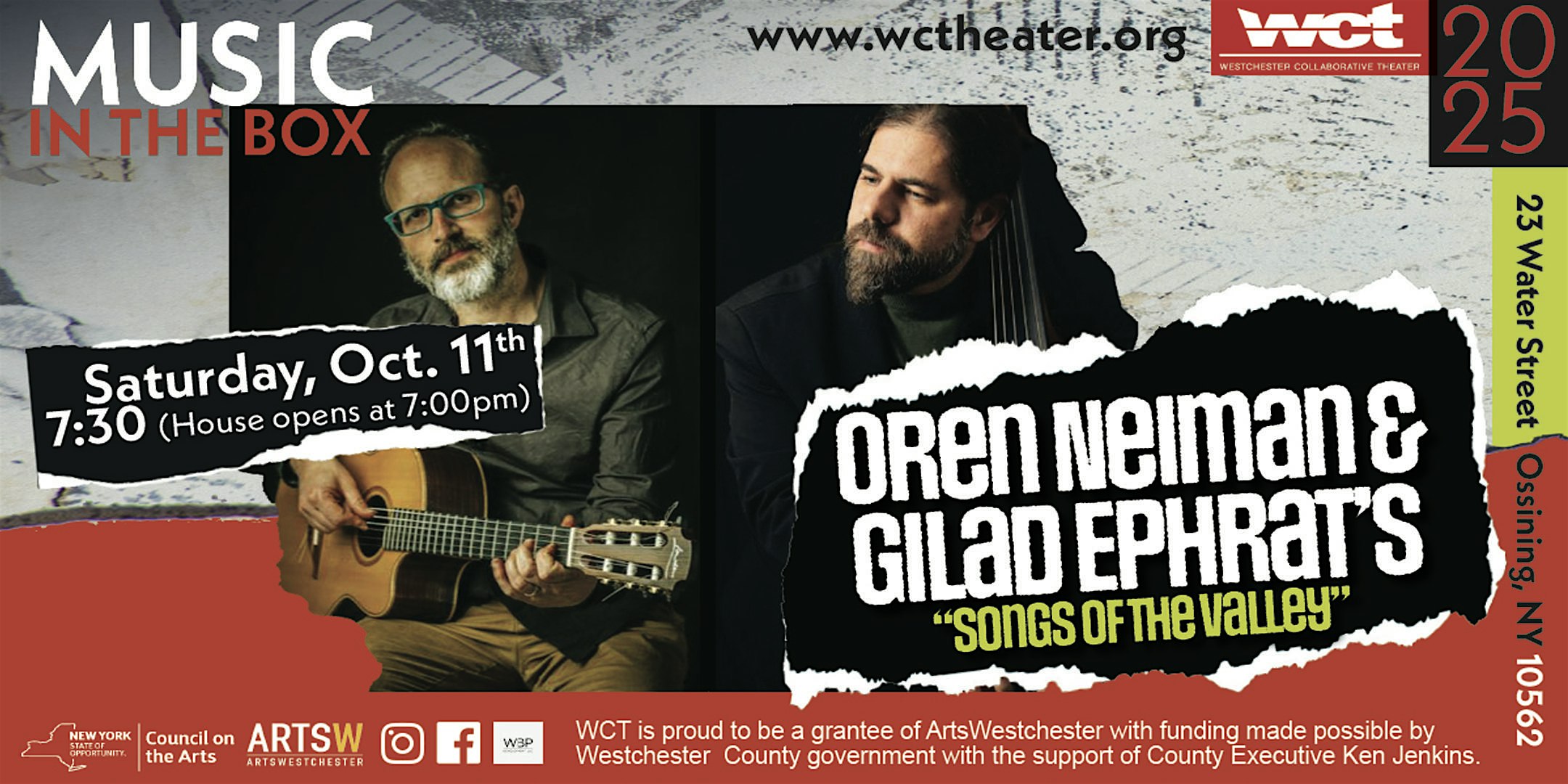Oren Neiman Quartet: “Songs of the Valley” at Westchester Collaborative Theater (GPS 21 Water St.) – Ossining, NY