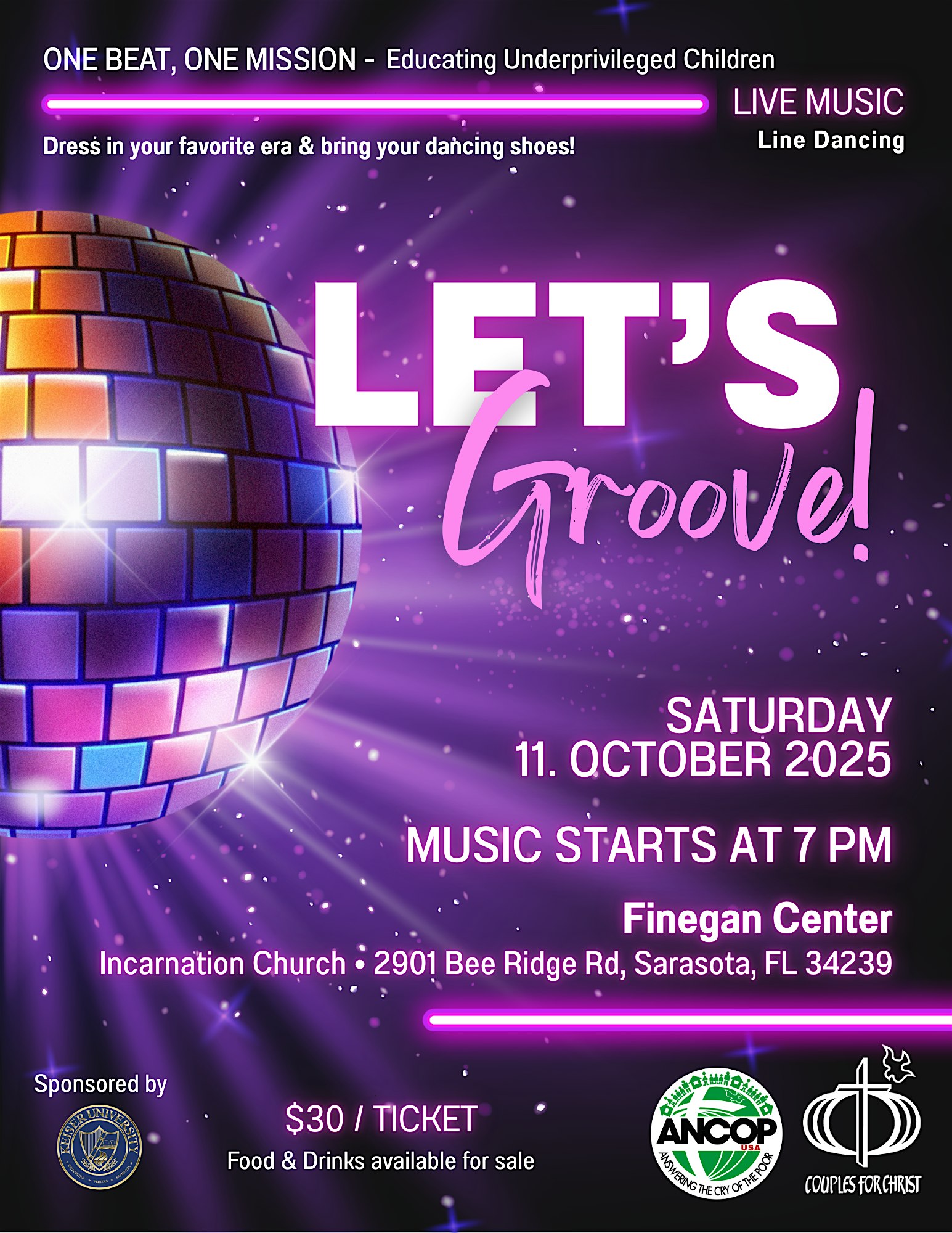 Live Concert 2025 – Let’s Groove! – live music and line dancing at Incarnation Catholic Church – Sarasota, FL